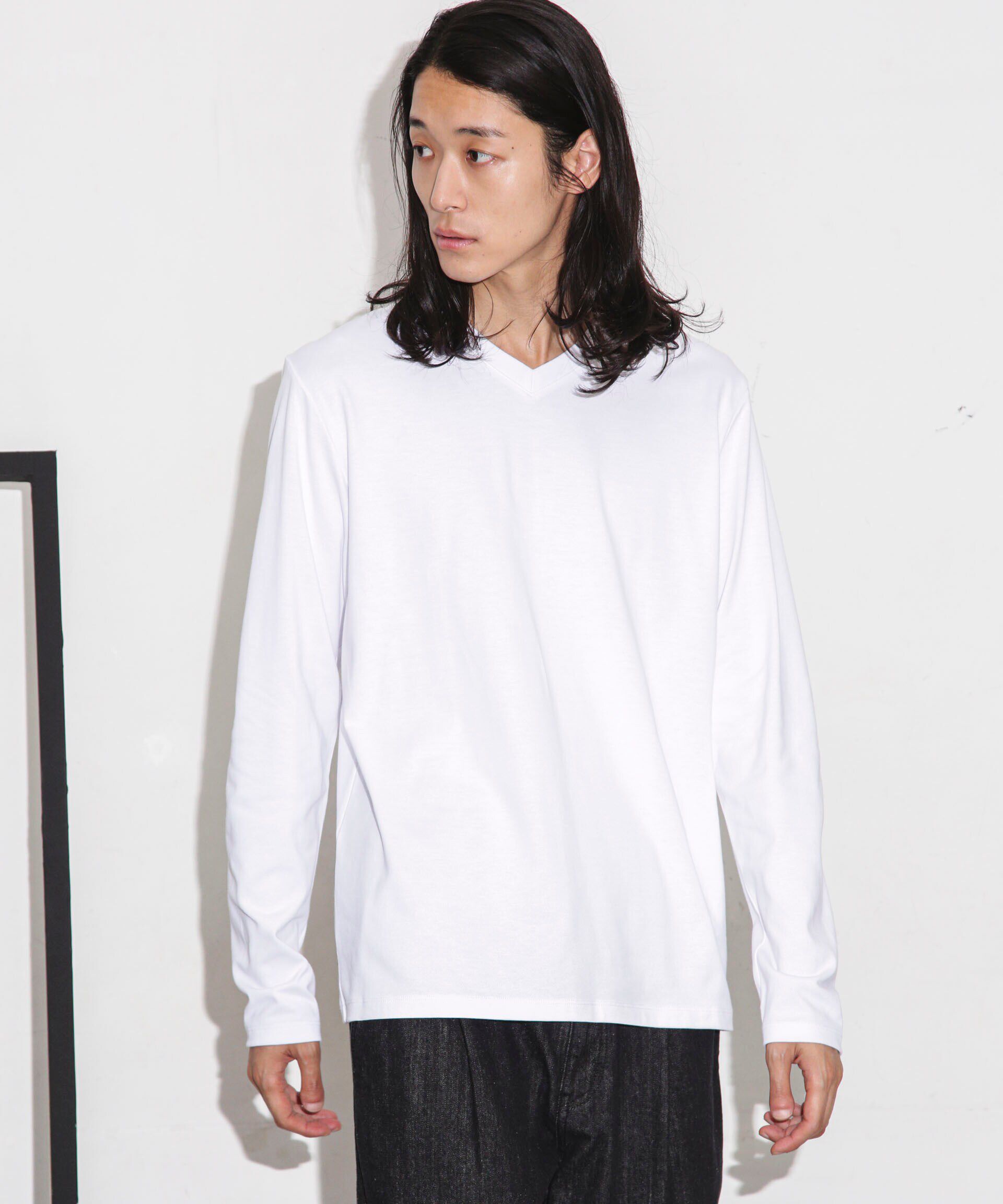 nano･universe「Anti Soaked 汗染み防止 VネックTシャツ 長袖」|Tシャツ・カットソー|