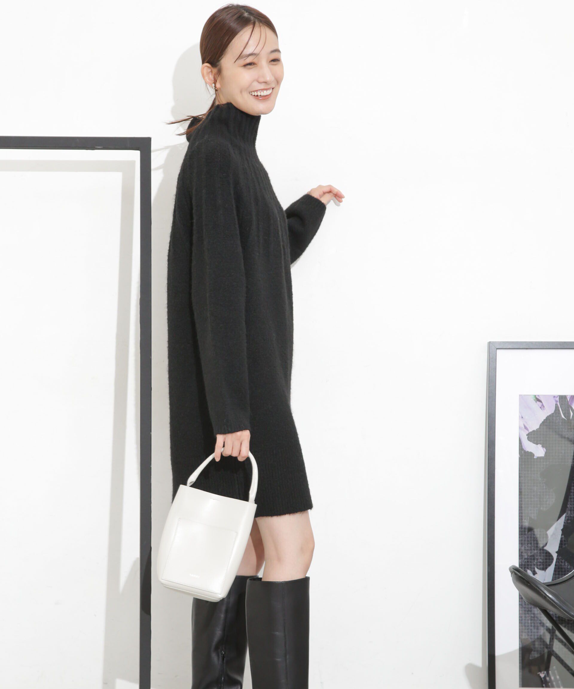 nano･universe「求心編みタートルニットワンピース」|ワンピース|