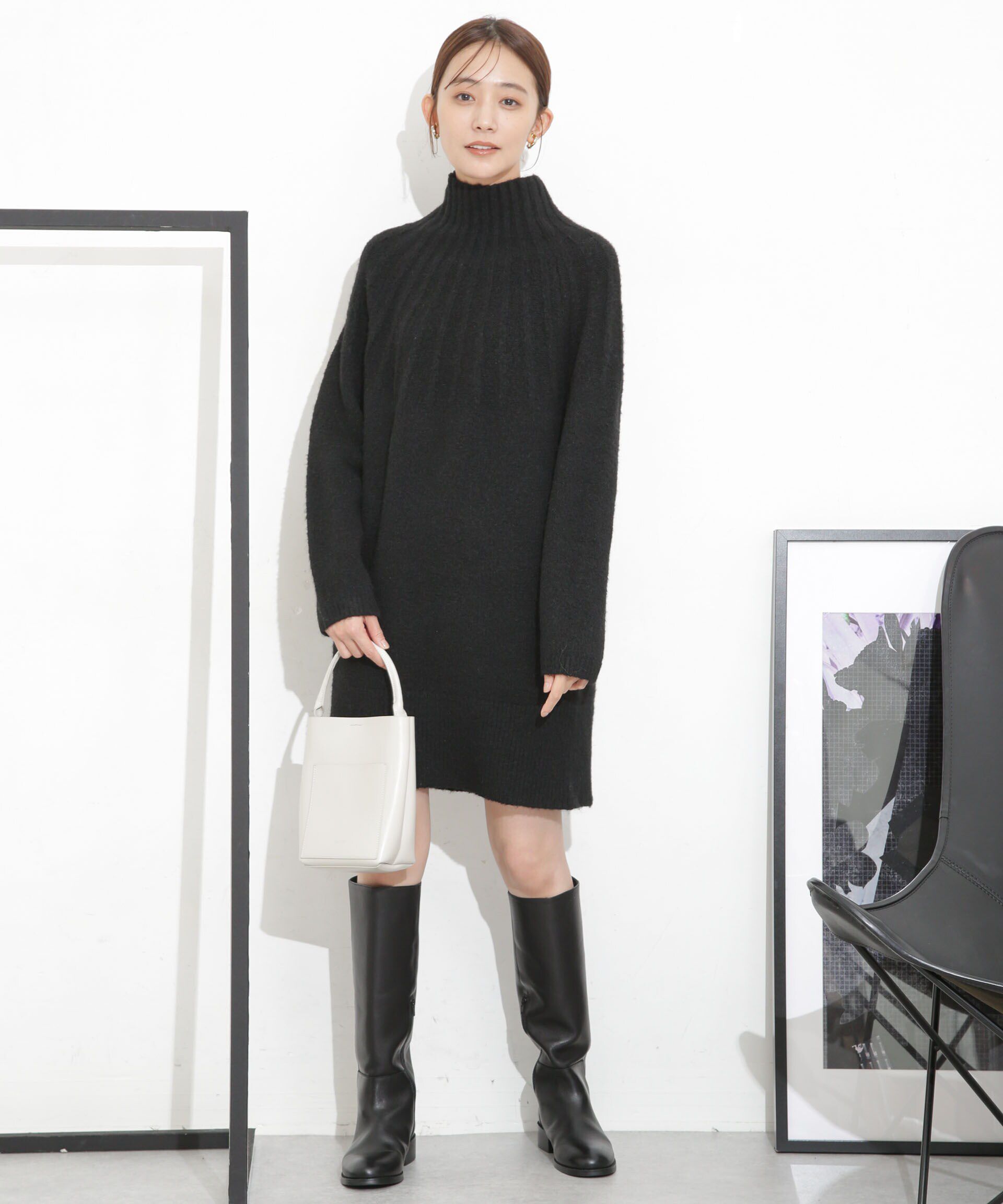 nano･universe「求心編みタートルニットワンピース」|ワンピース|