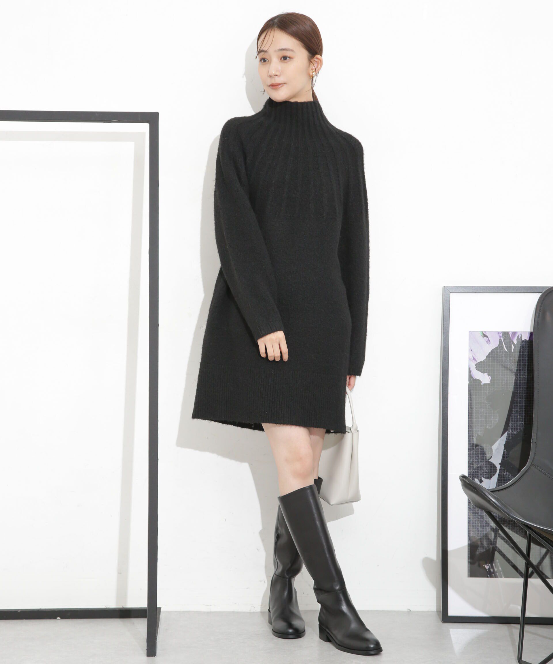 nano･universe「求心編みタートルニットワンピース」|ワンピース|