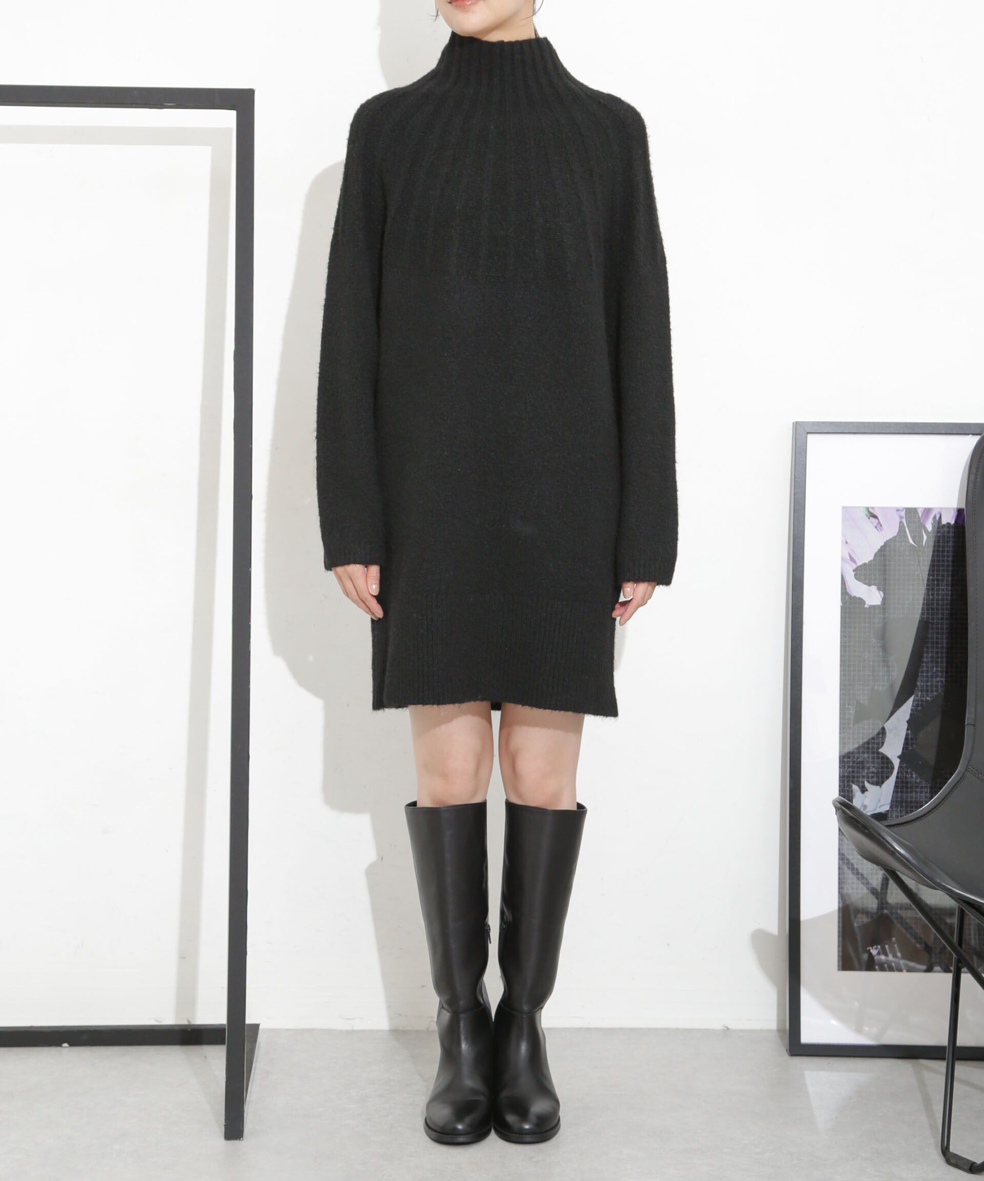 nano･universe「求心編みタートルニットワンピース」|ワンピース|