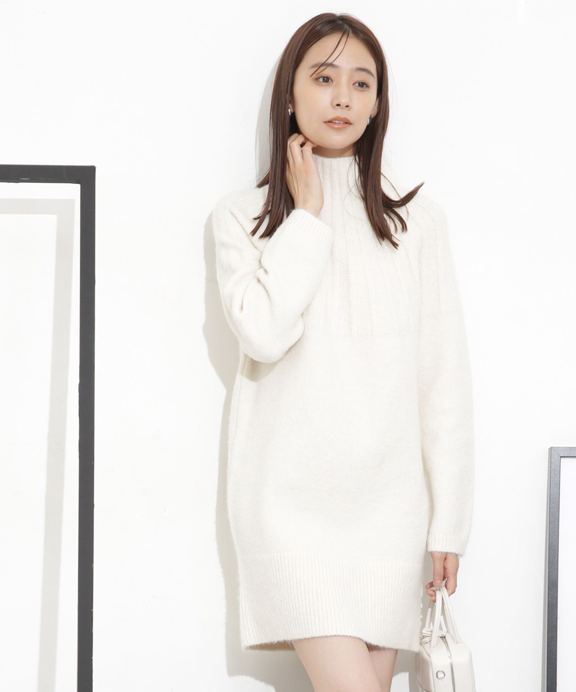 nano･universe「求心編みタートルニットワンピース」|ワンピース|オフホワイト1