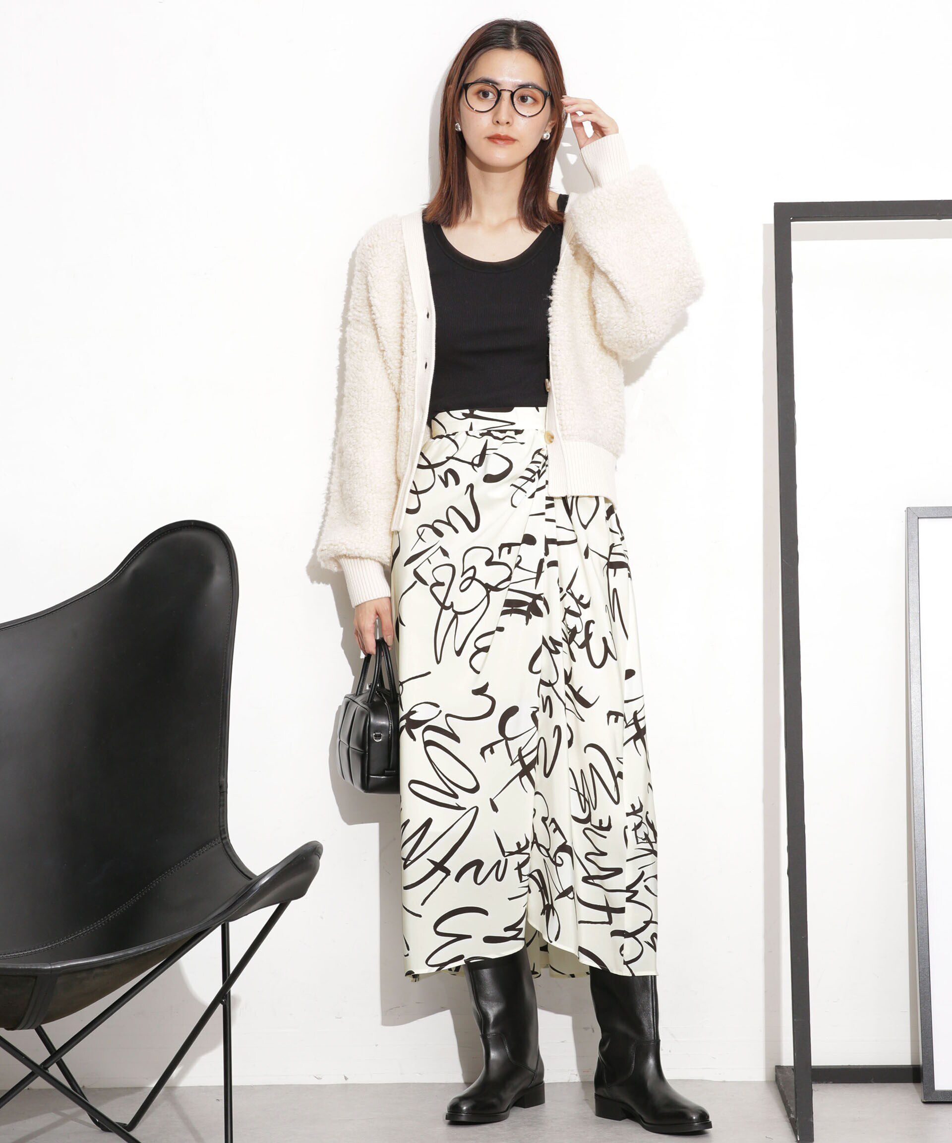 nano･universe「シャーリングイレヘムプリントスカート」|スカート|