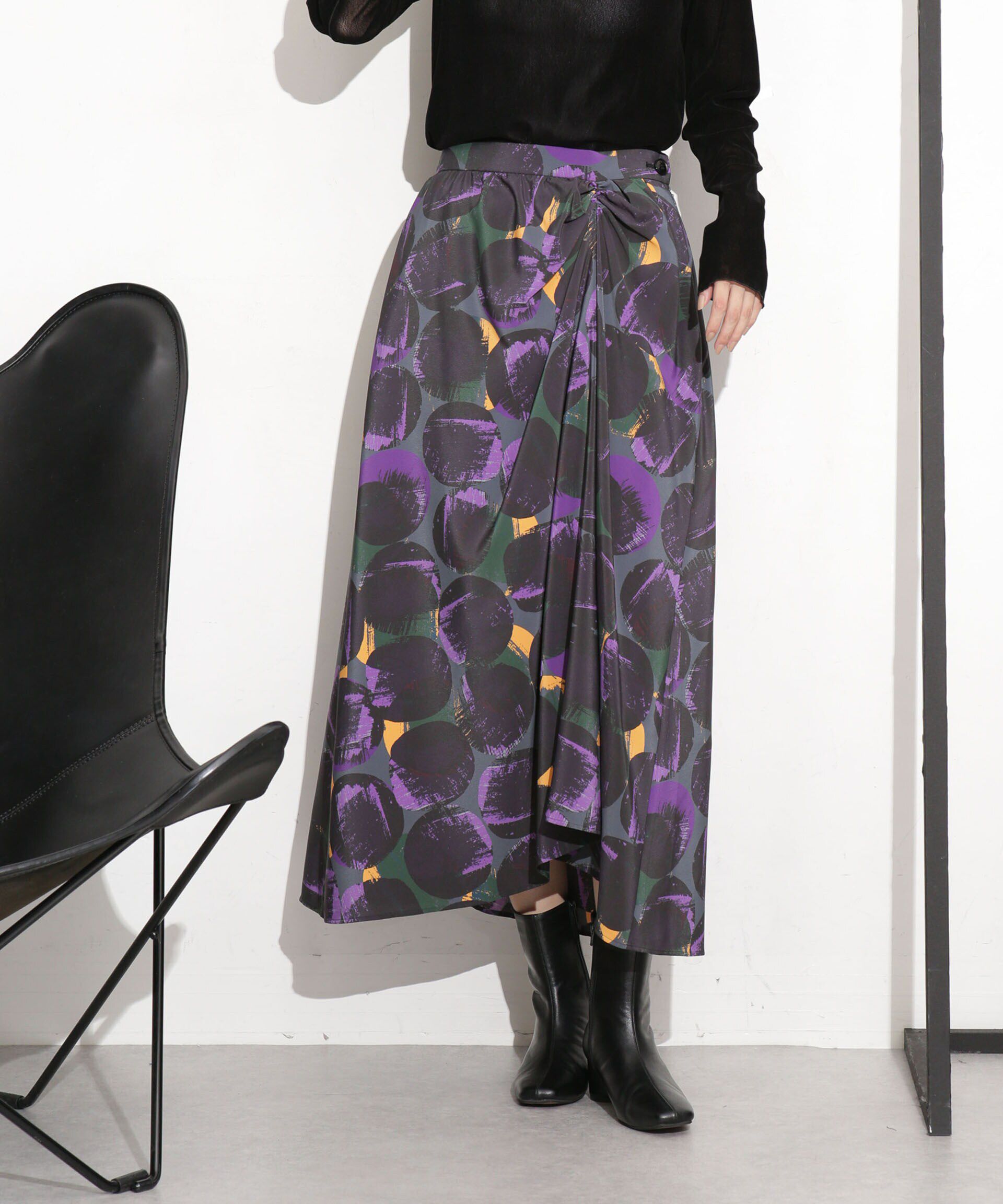 nano･universe「シャーリングイレヘムプリントスカート」|スカート|