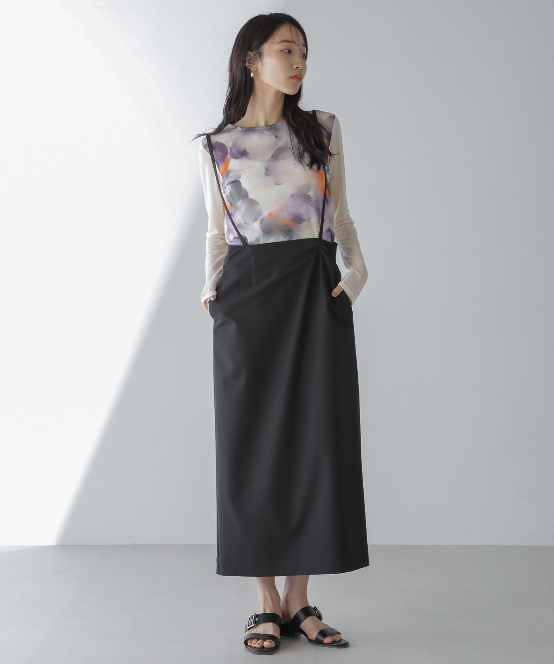 nano･universe「サスペンダースカート」|スカート|