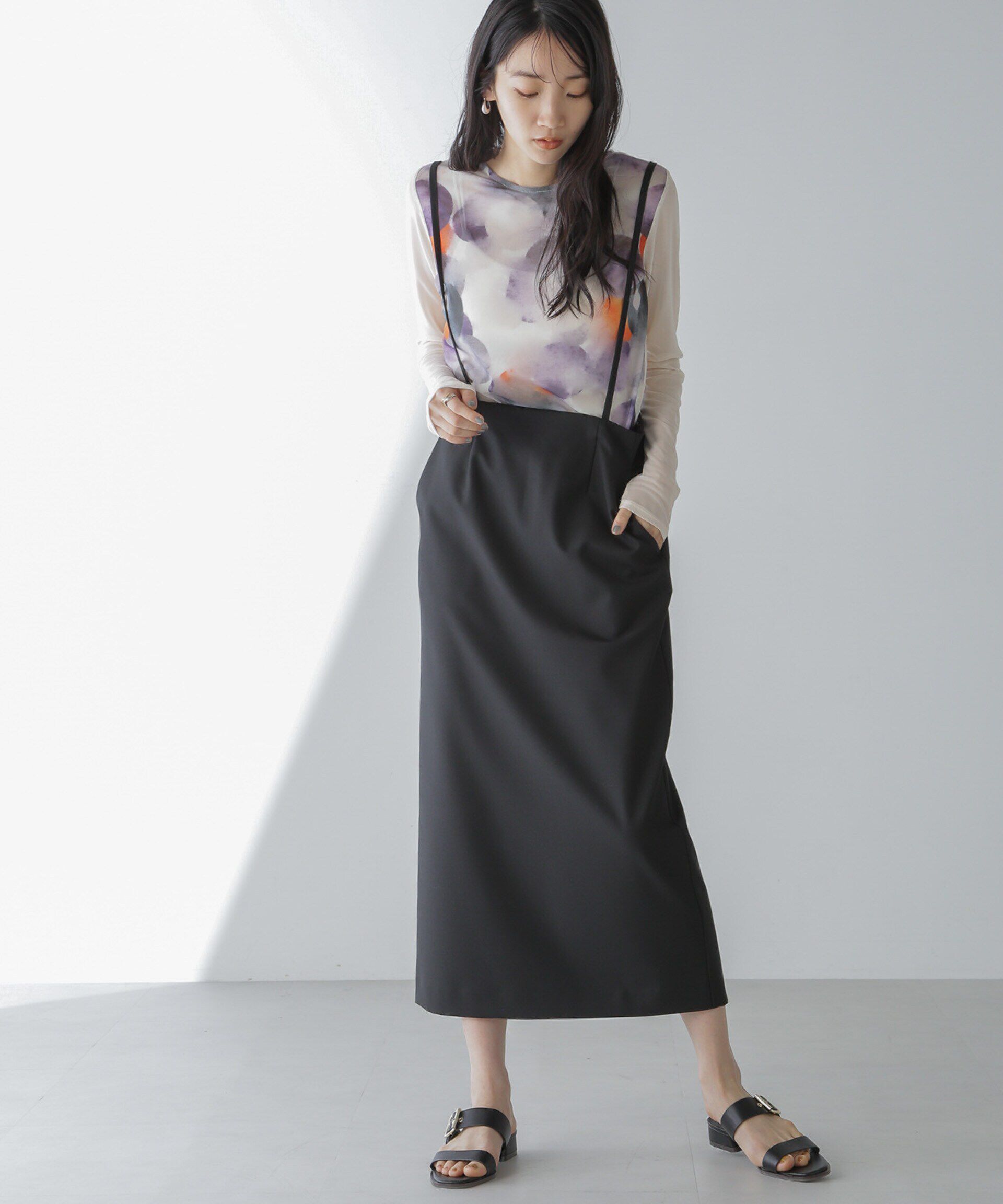 nano･universe「サスペンダースカート」|スカート|