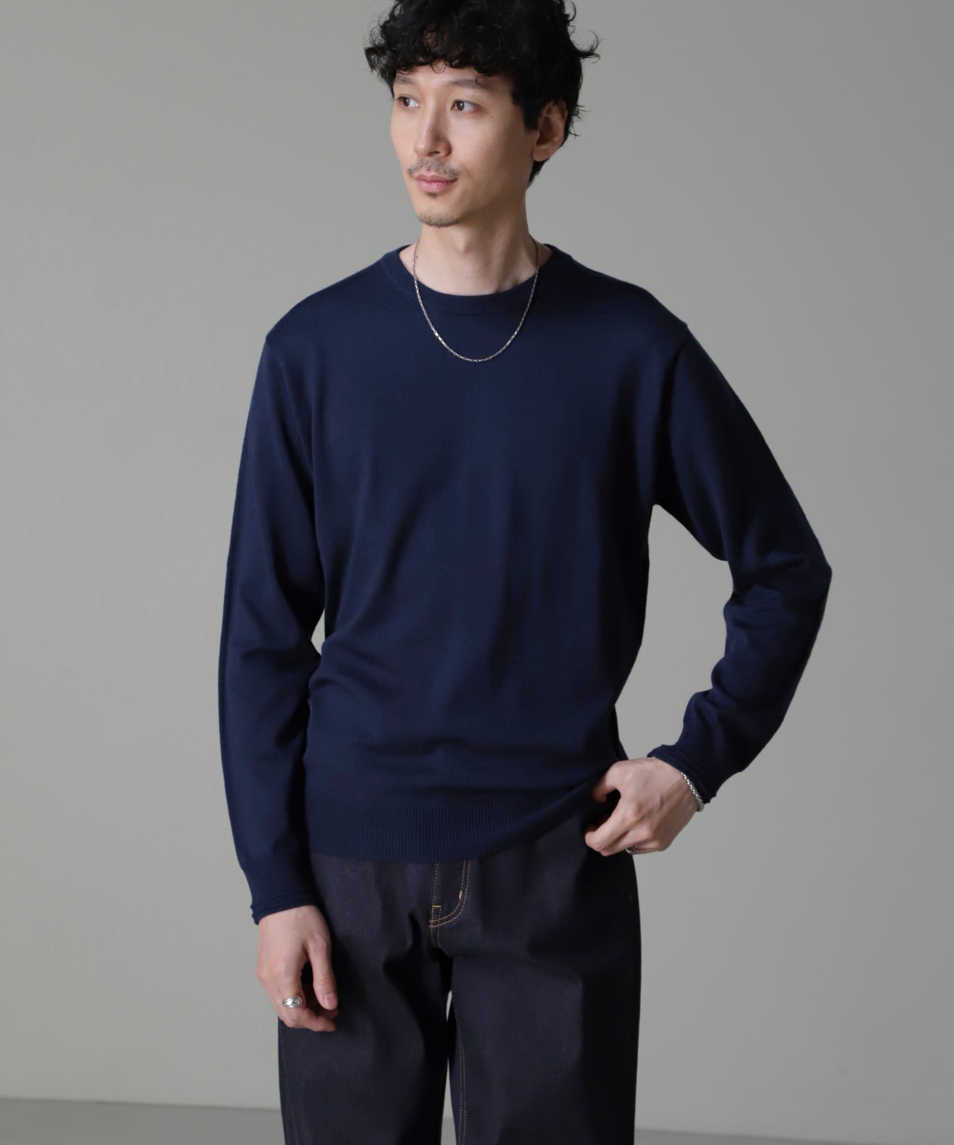 nano･universe「タスマニアミックスクルーネックニット」|ニット・セーター|