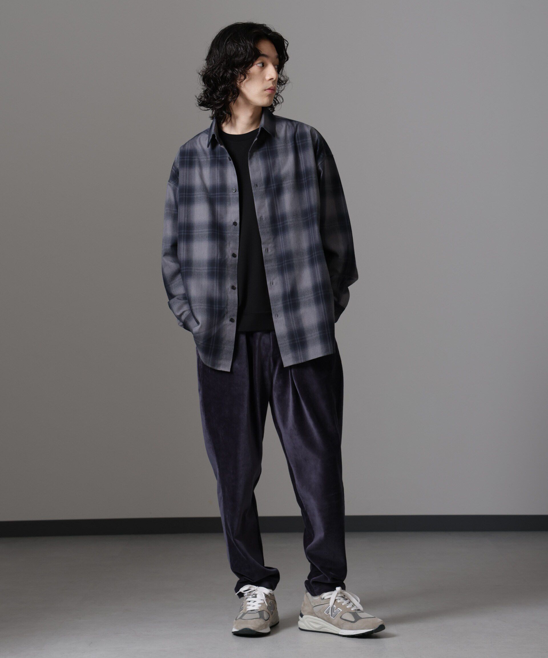 nano･universe「カットコーディロイロングパンツ」|チノ|ネイビー