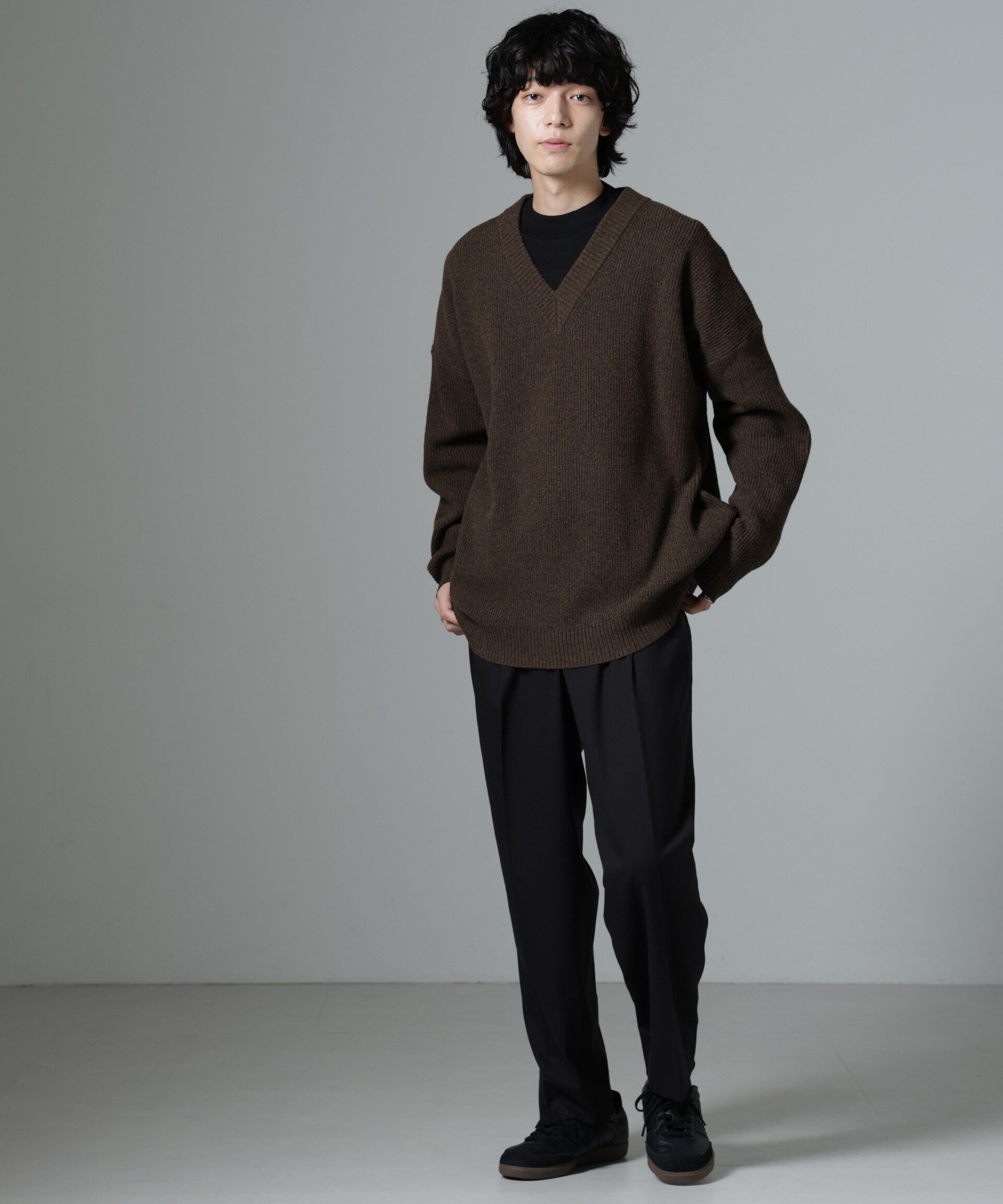 nano･universe「微起毛ワイドテーパードパンツ」|チノ|