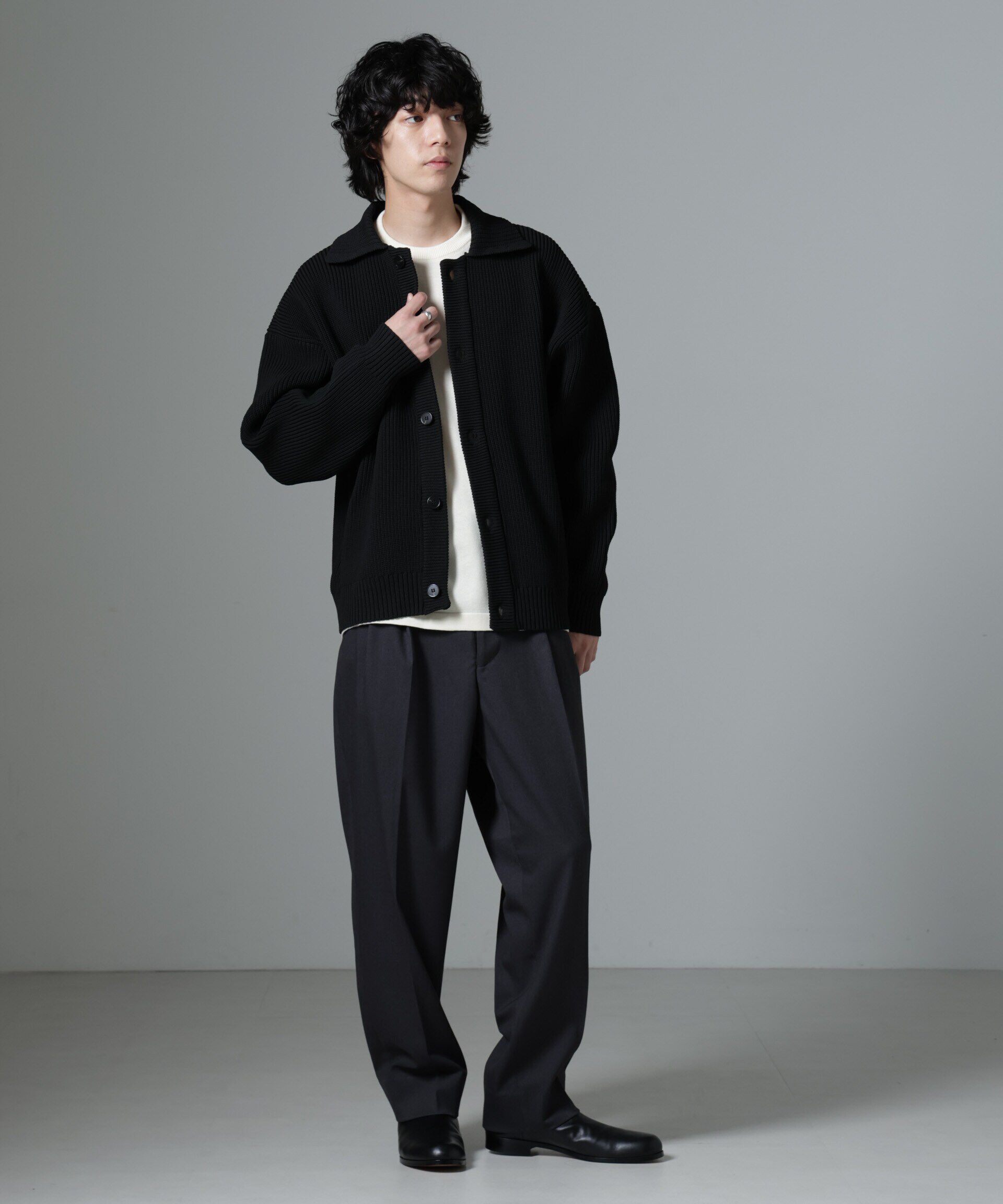 nano･universe「微起毛ワイドテーパードパンツ」|チノ|