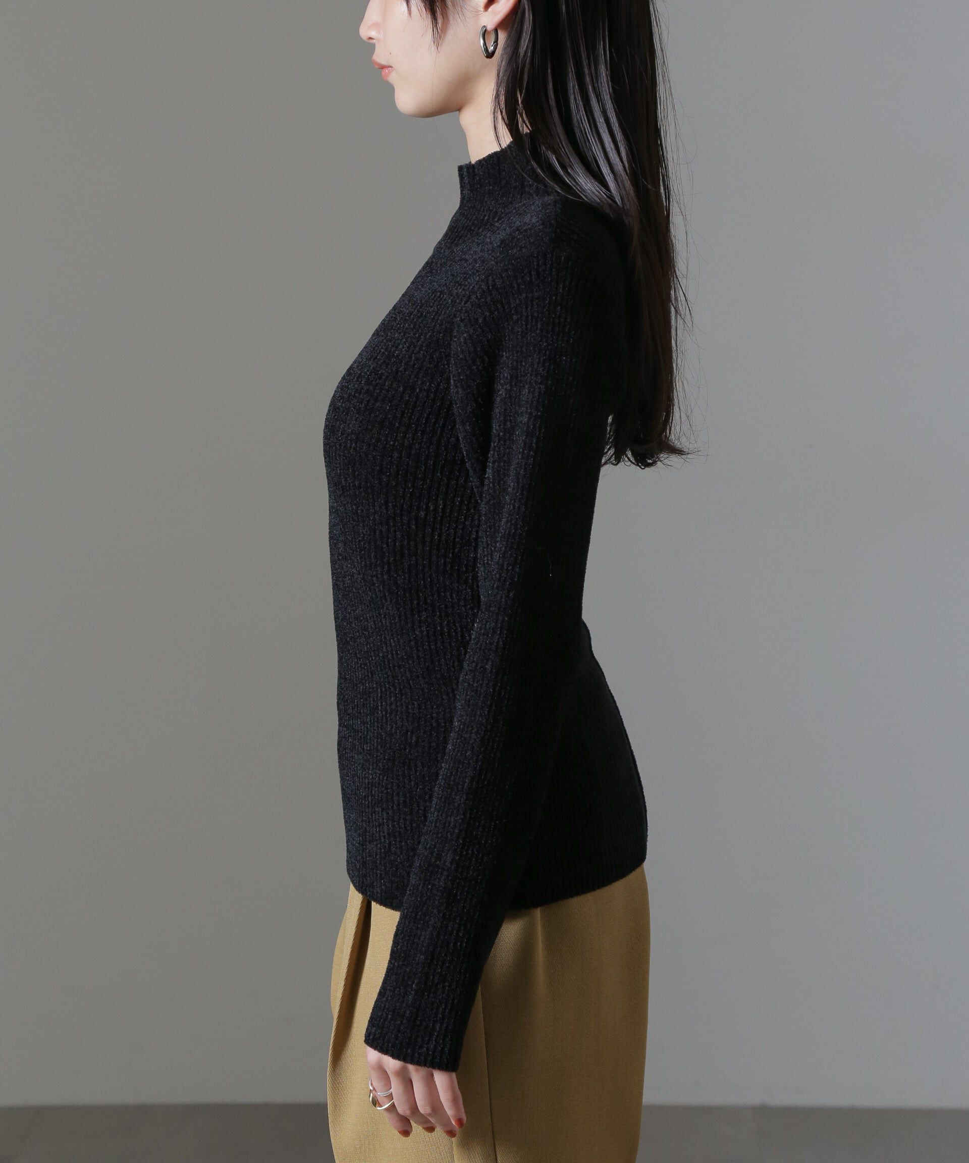 nano･universe「ベロアモールハイネックリブニット」|ニット・セーター|