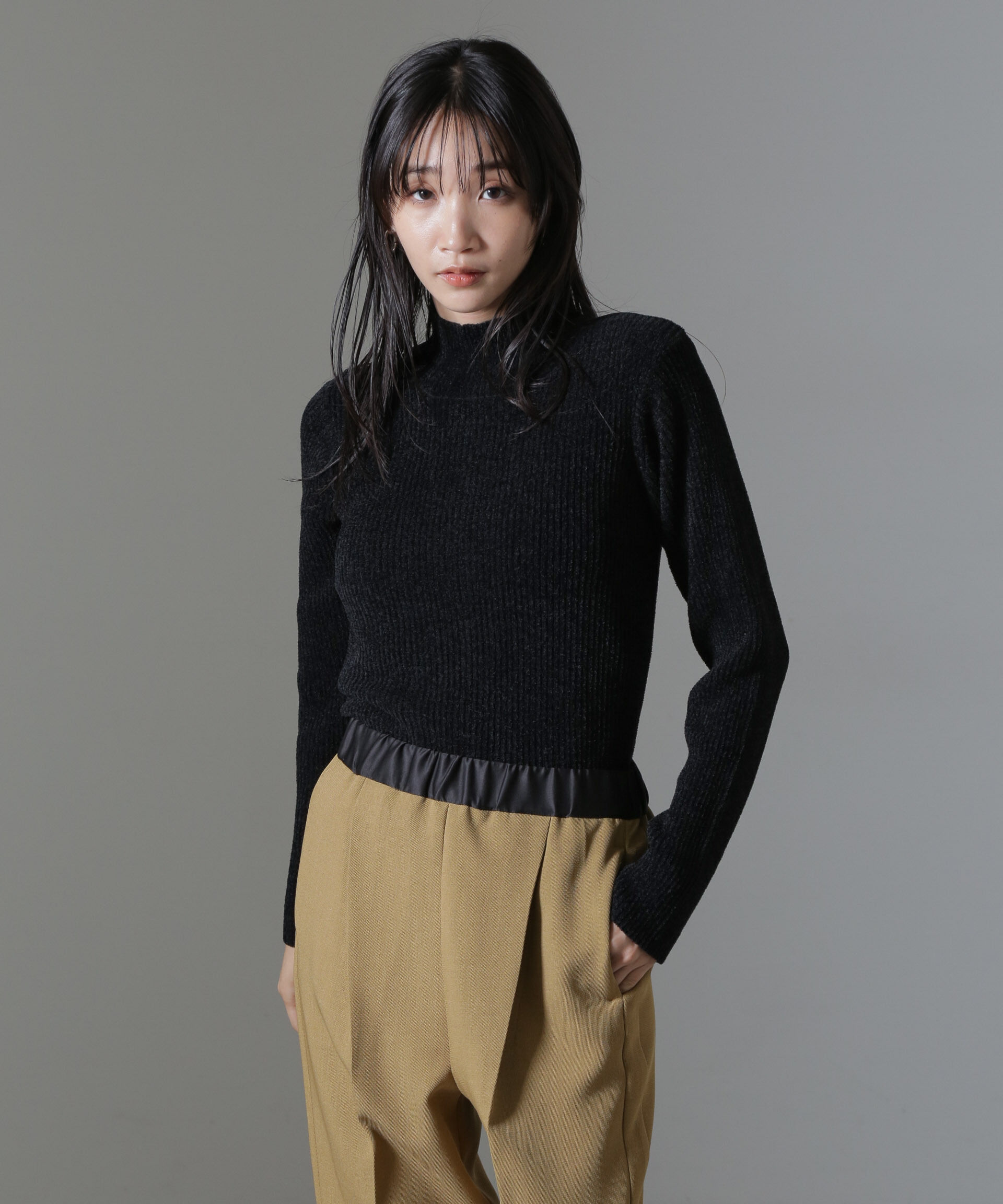 nano･universe「ベロアモールハイネックリブニット」|ニット・セーター|