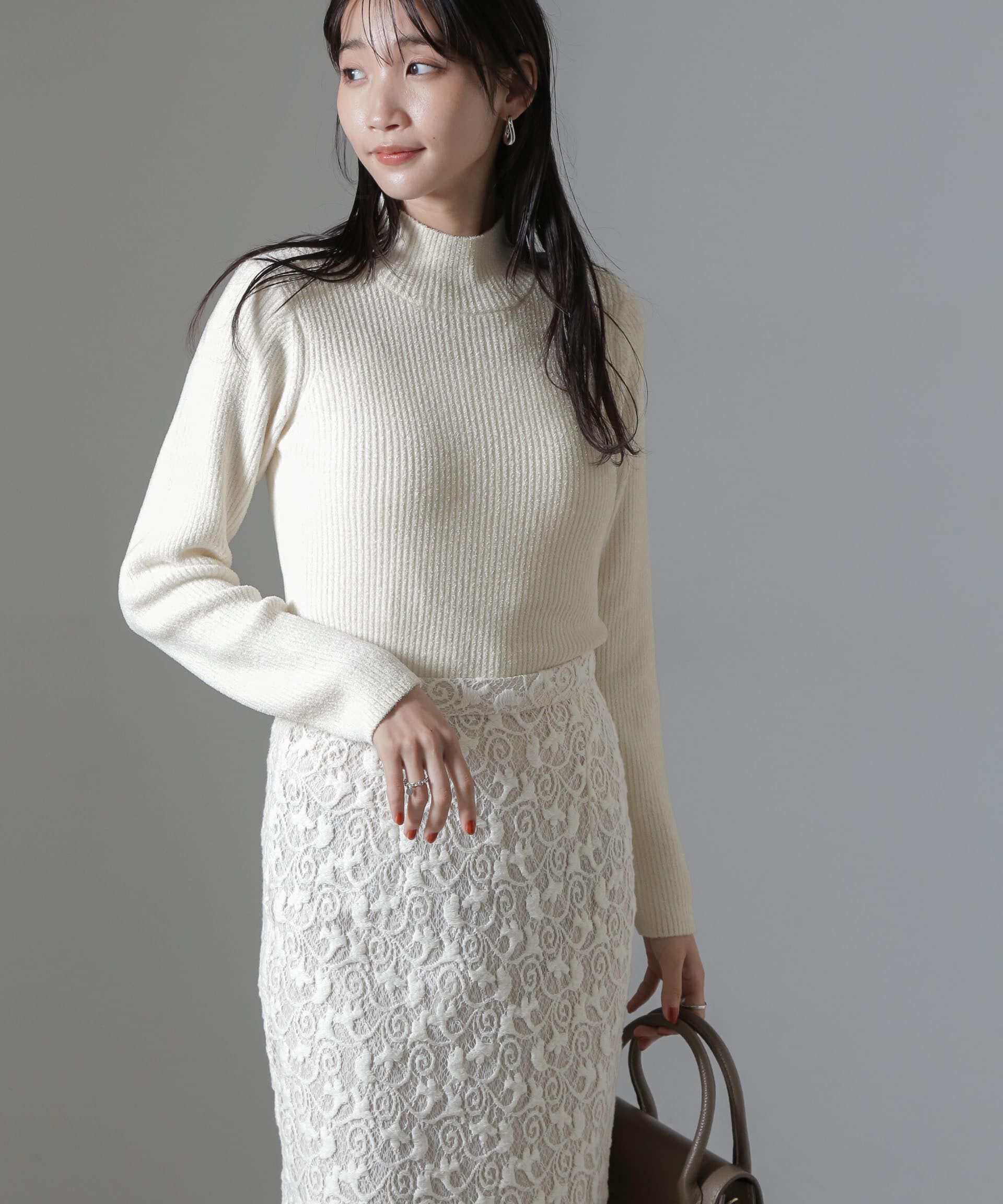 nano･universe「ベロアモールハイネックリブニット」|ニット・セーター|