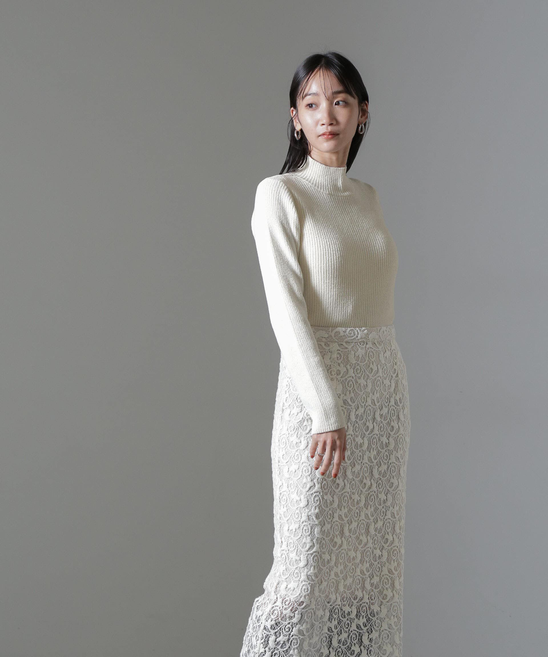 nano･universe「ベロアモールハイネックリブニット」|ニット・セーター|