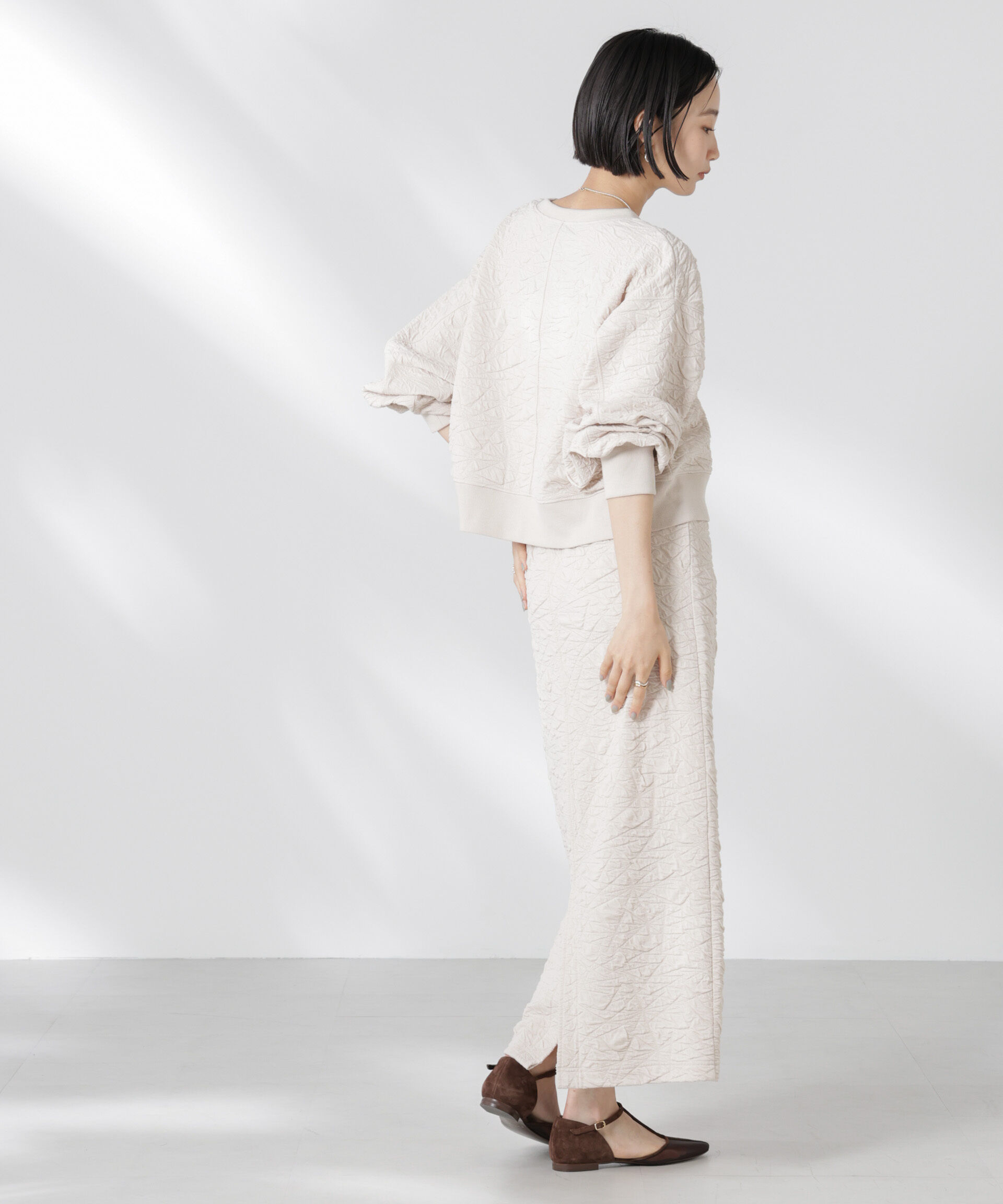 nano･universe「フクレジャガードカットナロースカート(セットアップ可)」|スカート|