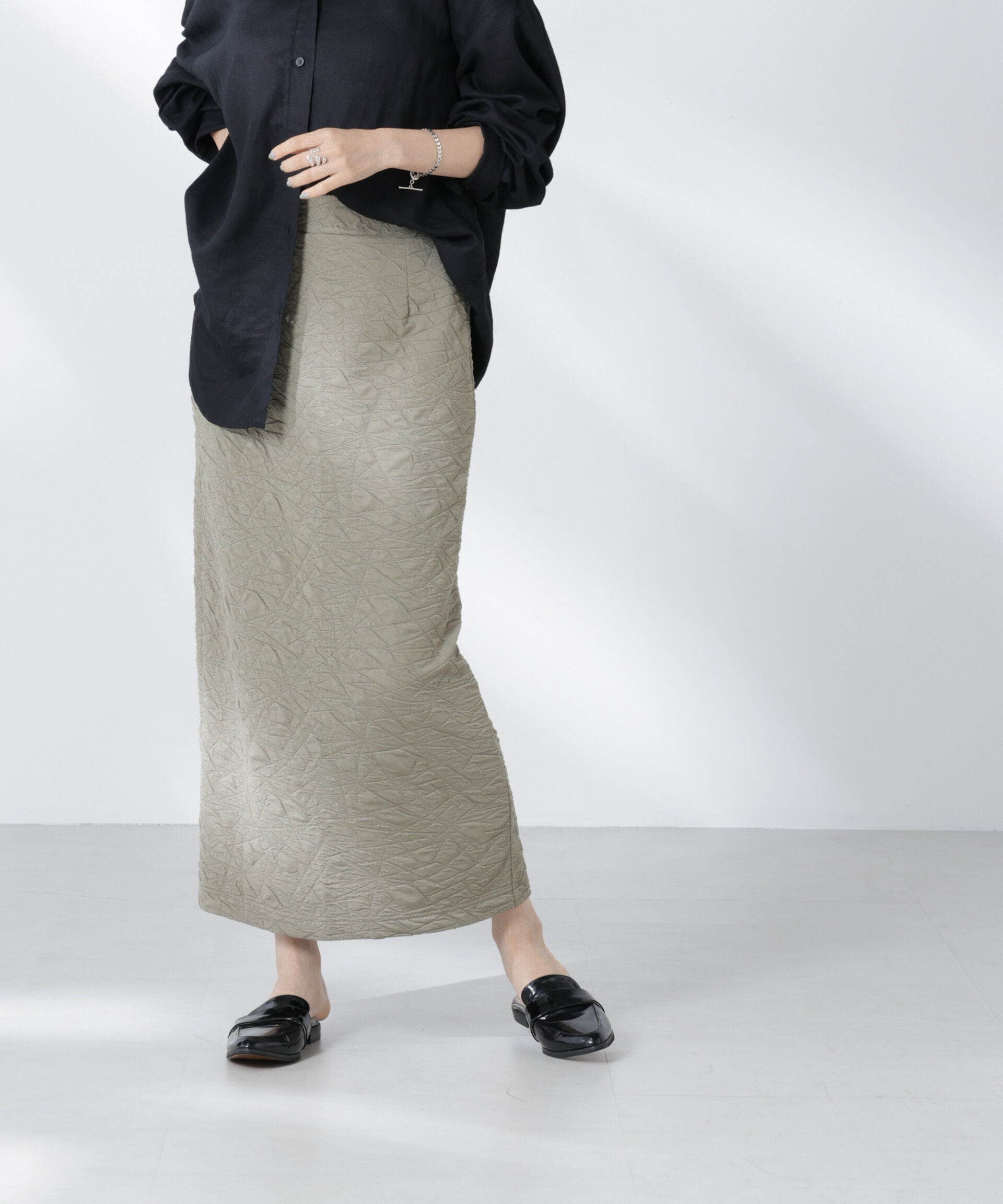 nano･universe「フクレジャガードカットナロースカート(セットアップ可)」|スカート|