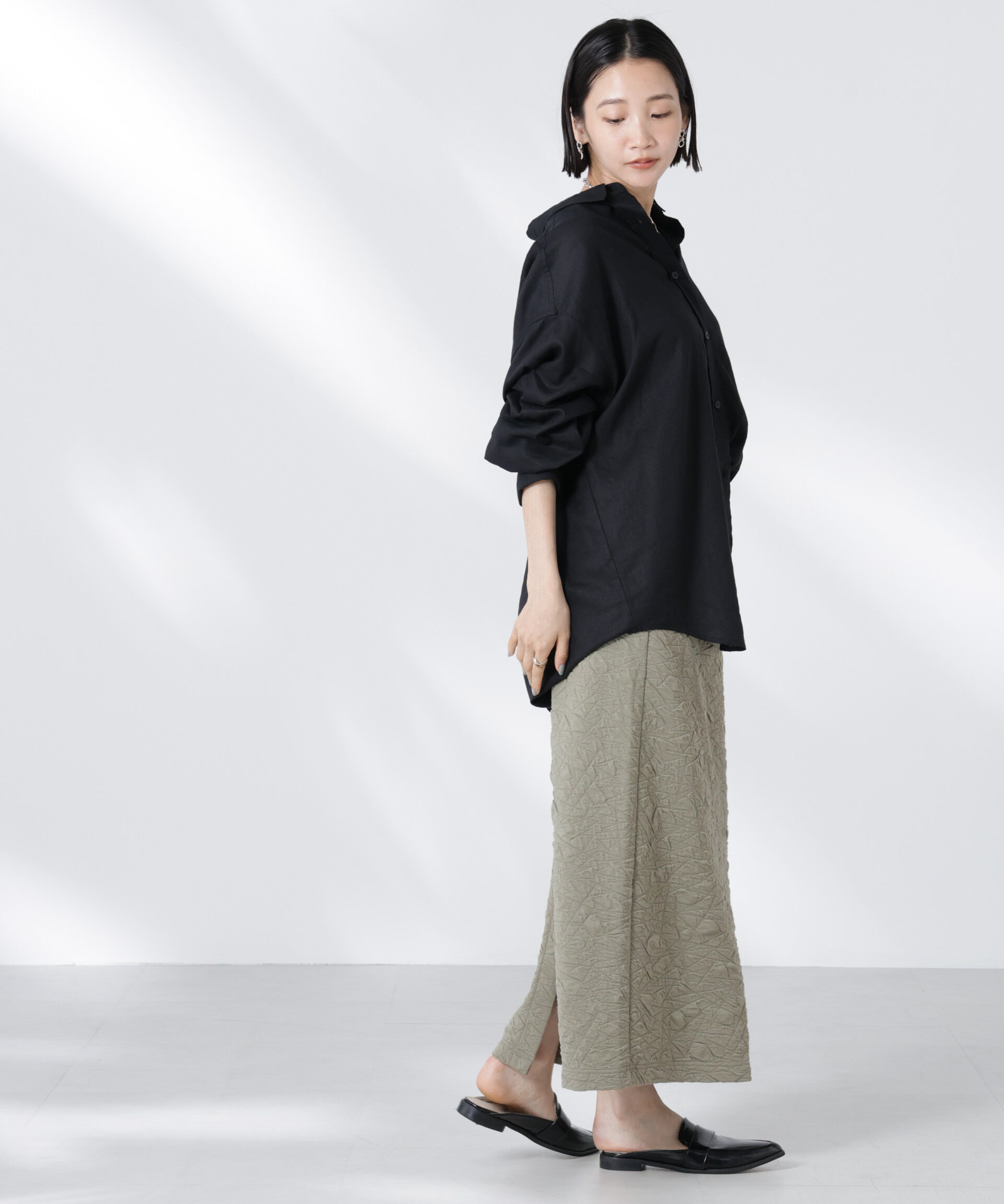 nano･universe「フクレジャガードカットナロースカート(セットアップ可)」|スカート|