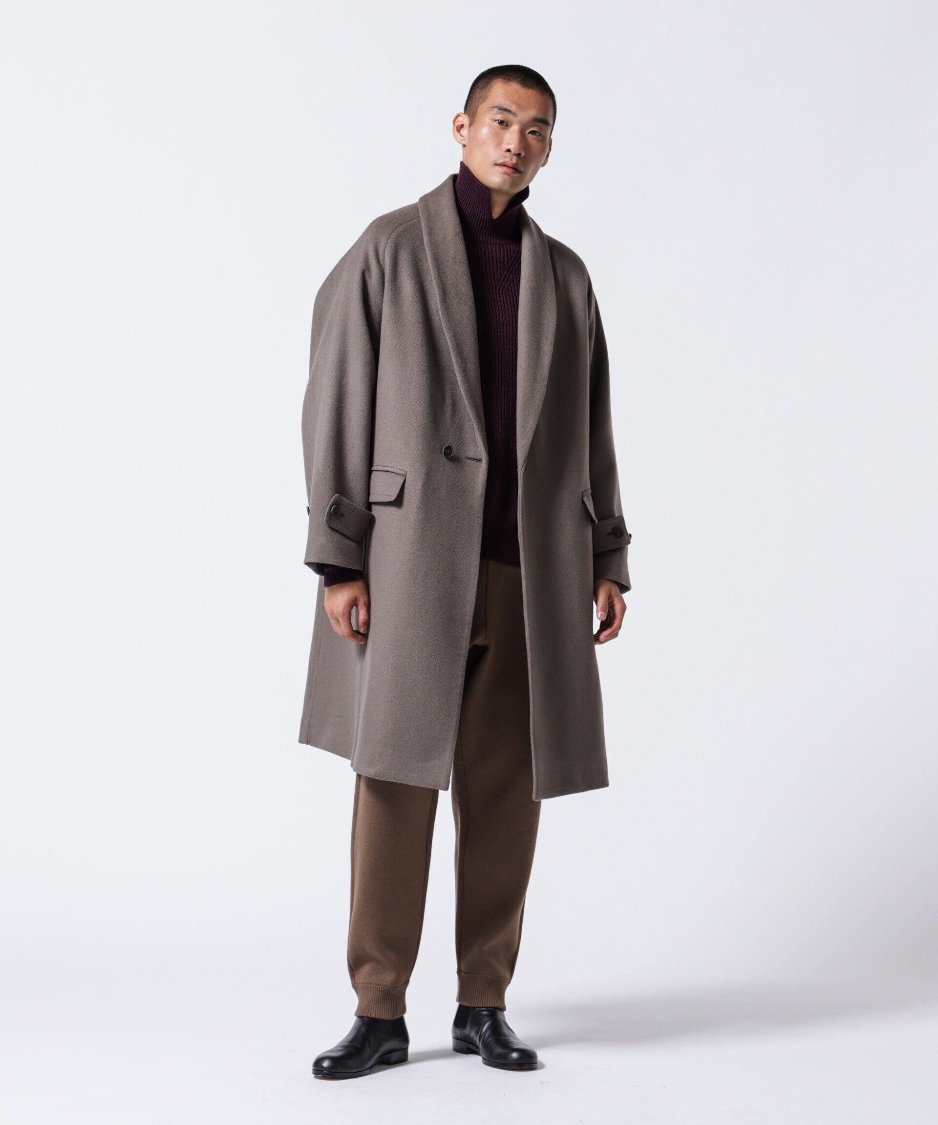 nano･universe「｢ASSEMBLANC｣シルクブレンドダブルクロスショールカラーコート」|その他|モカ3