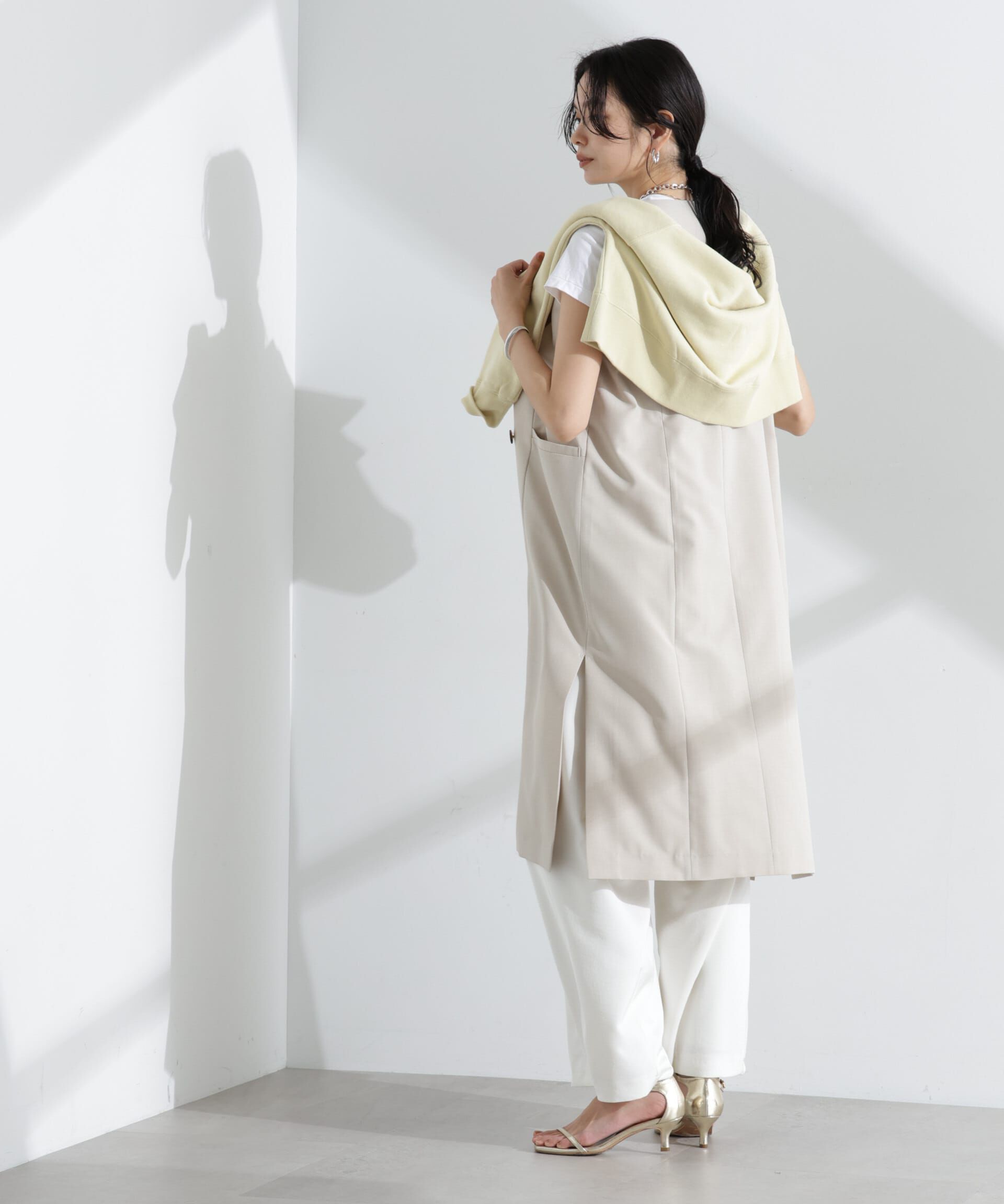 nano･universe「ライトファンクション ロングダブルジレ(セットアップ可)」|テーラードジャケット|