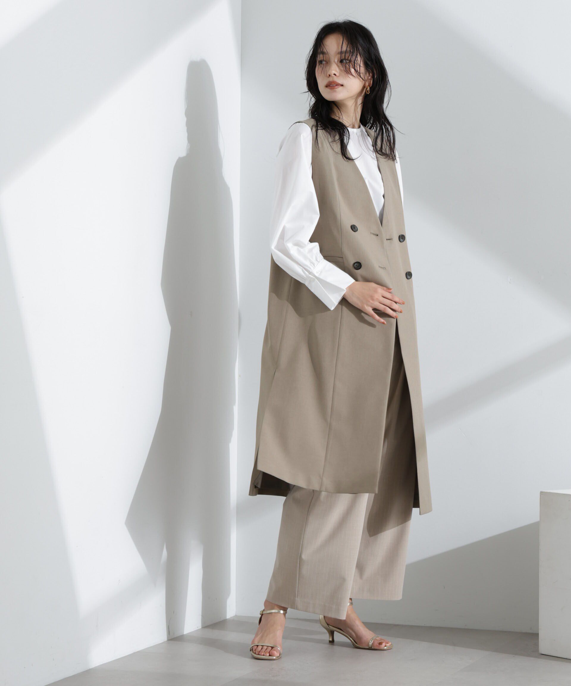 nano･universe「ライトファンクション ロングダブルジレ(セットアップ可)」|テーラードジャケット|