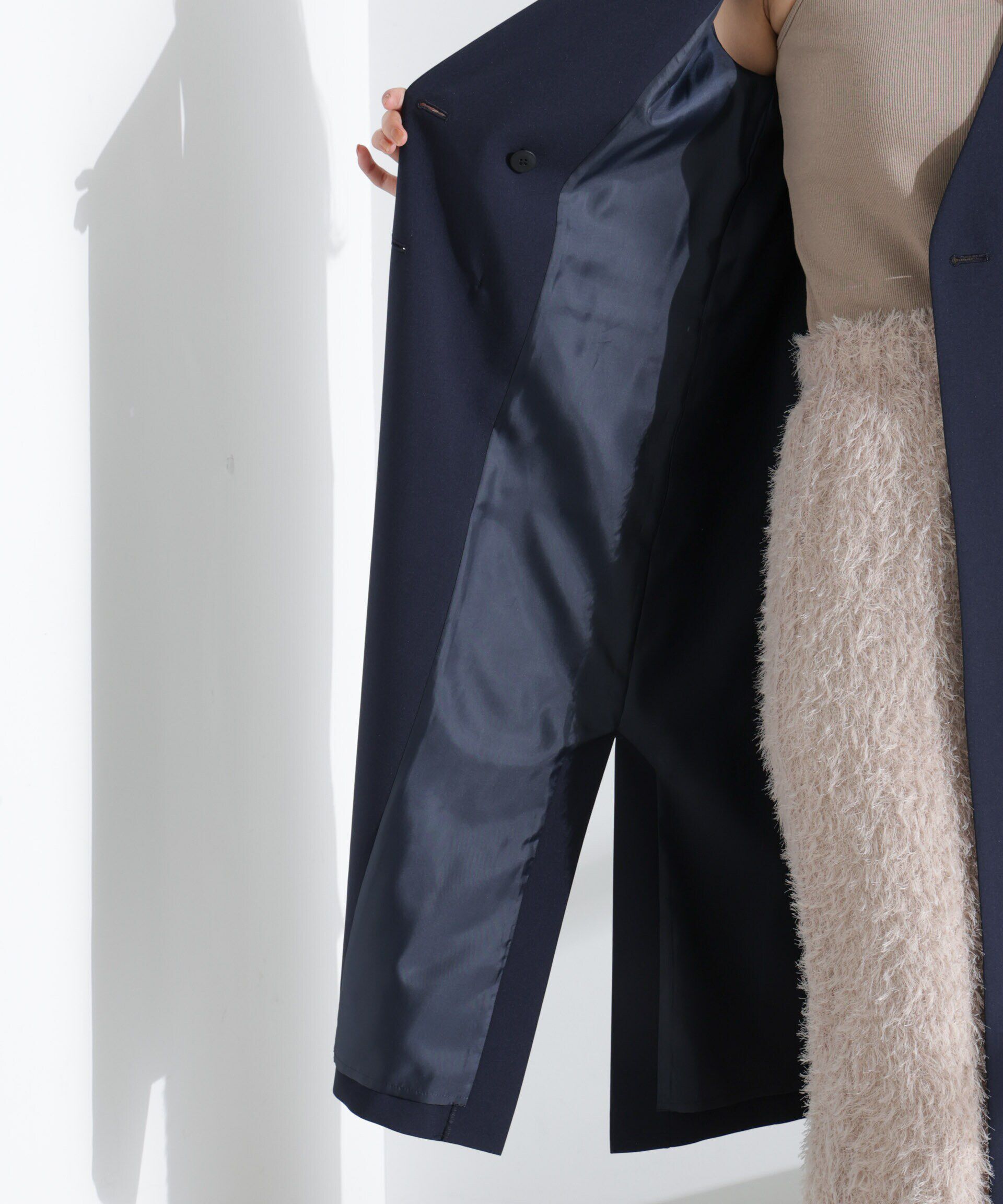 nano･universe「ライトファンクション ロングダブルジレ(セットアップ可)」|テーラードジャケット|