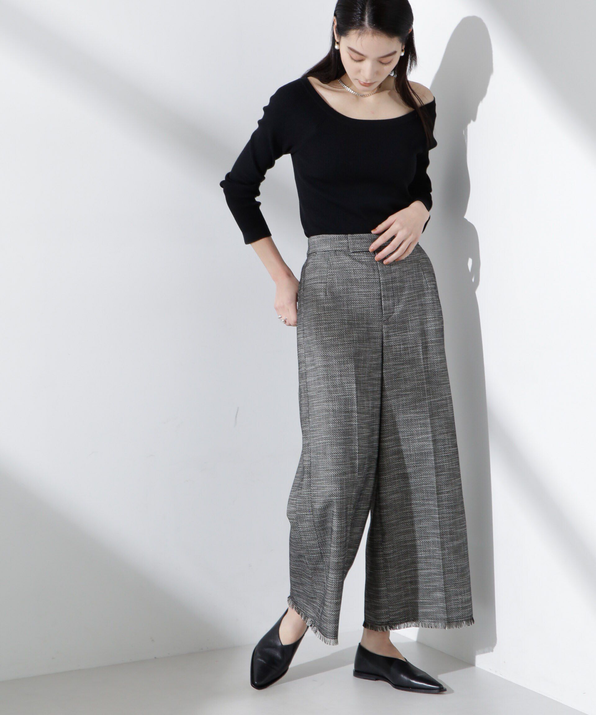 nano･universe「サイドラインフリンジパンツ」|チノ|