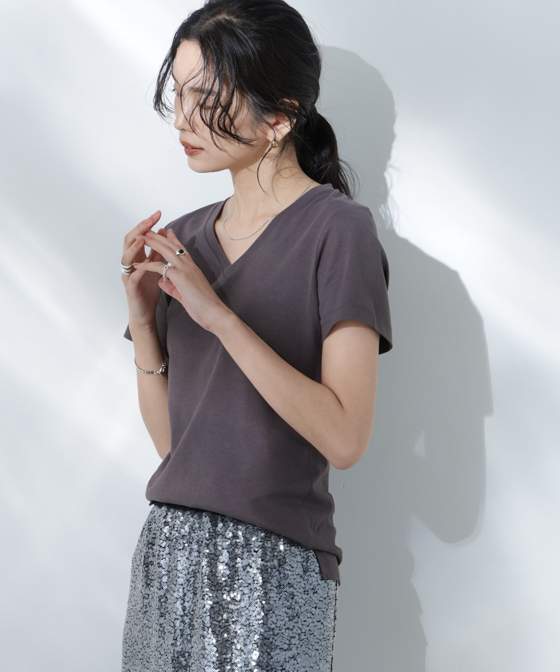 nano･universe「Anti Soaked(R) 汗染み防止VネックTシャツ」|Tシャツ・カットソー|