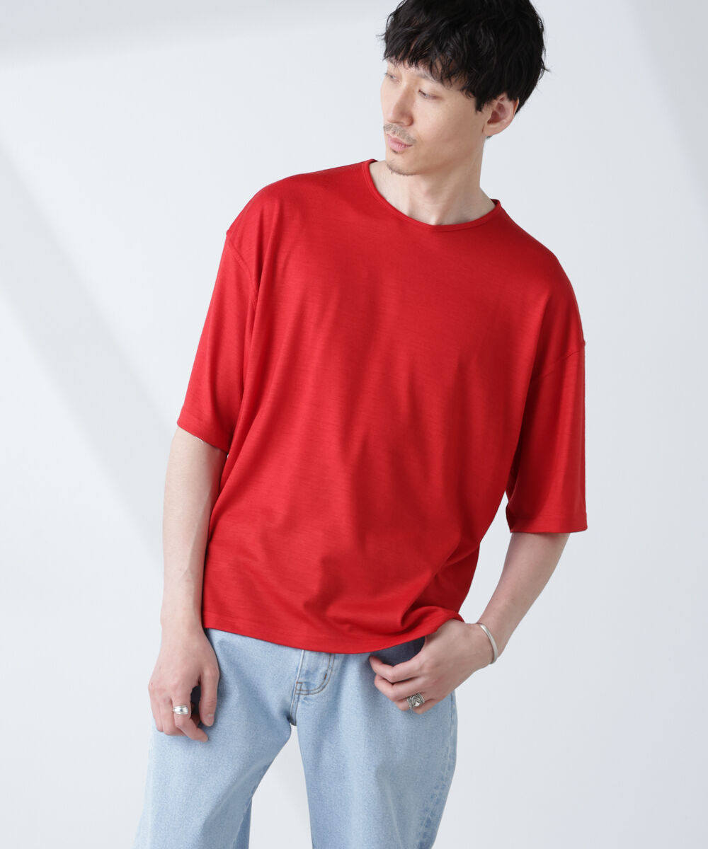 nano･universe「「ALL-DAYS COMFORT 100% WOOL」 エレガンスTEE」|Tシャツ・カットソー|レッド