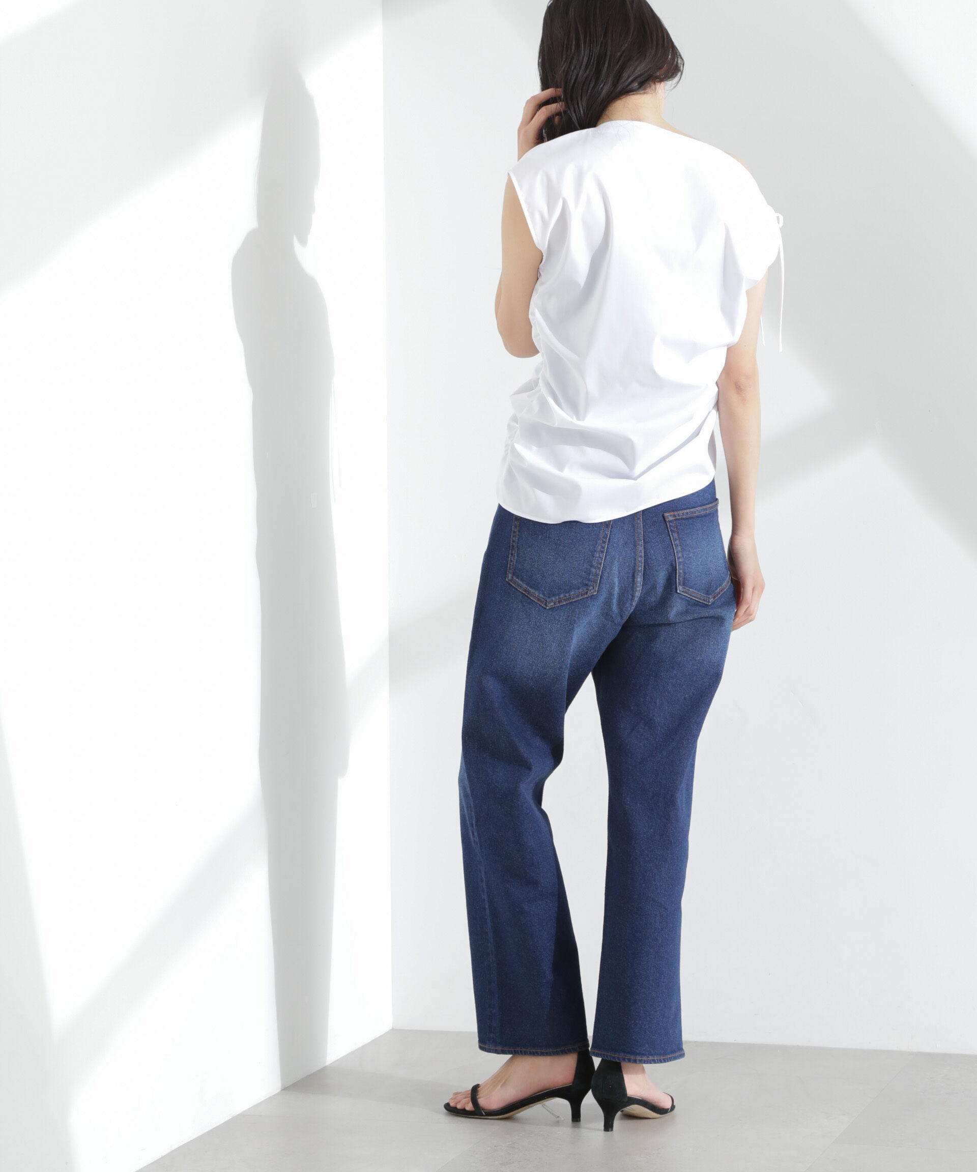 nano･universe「アシンメトリーギャザートップス」|シャツ・ブラウス|