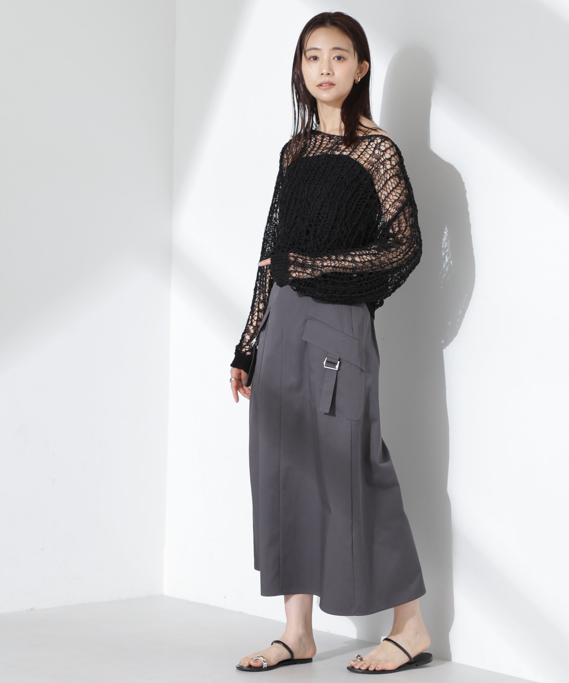 nano･universe「フラップポケットフレアスカート」|スカート|