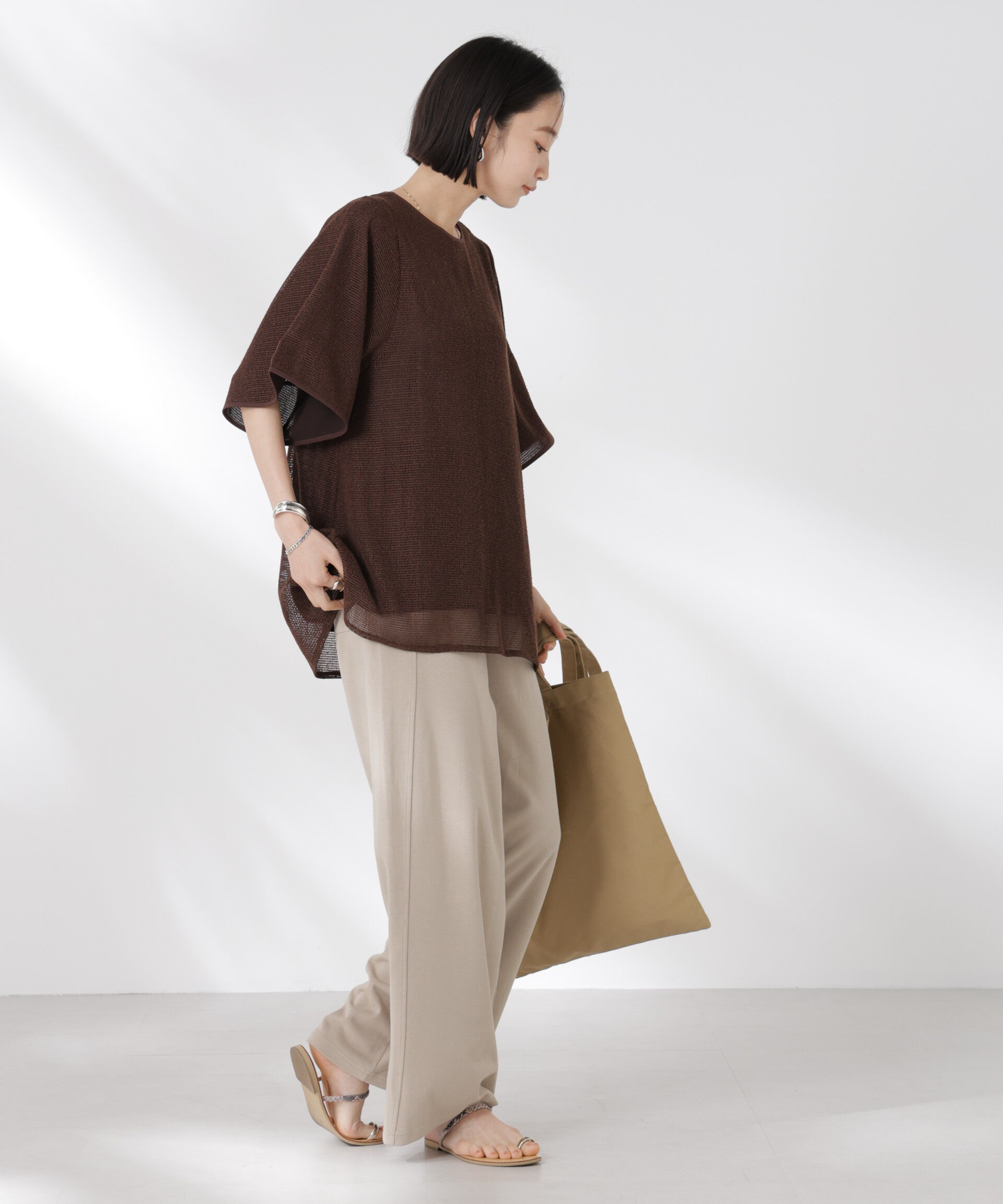 nano･universe「ダンボールカットワイドパンツ」|チノ|