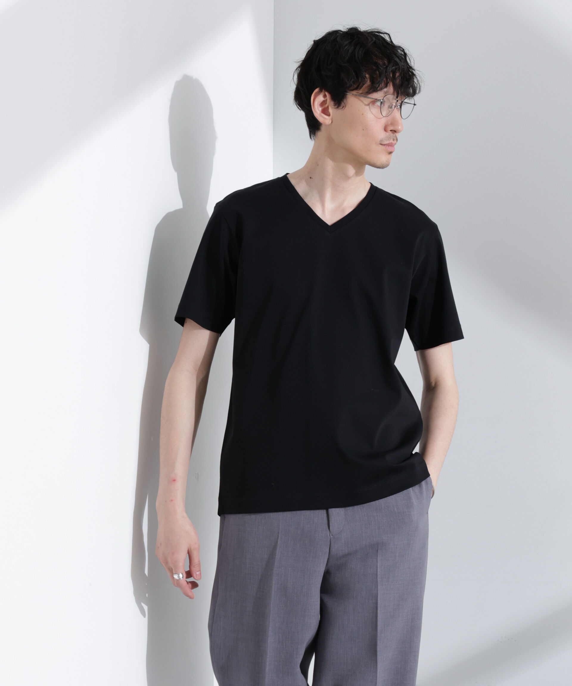  「アンチスメル VネックTシャツ 半袖」|Tシャツ・カットソー|ブラック