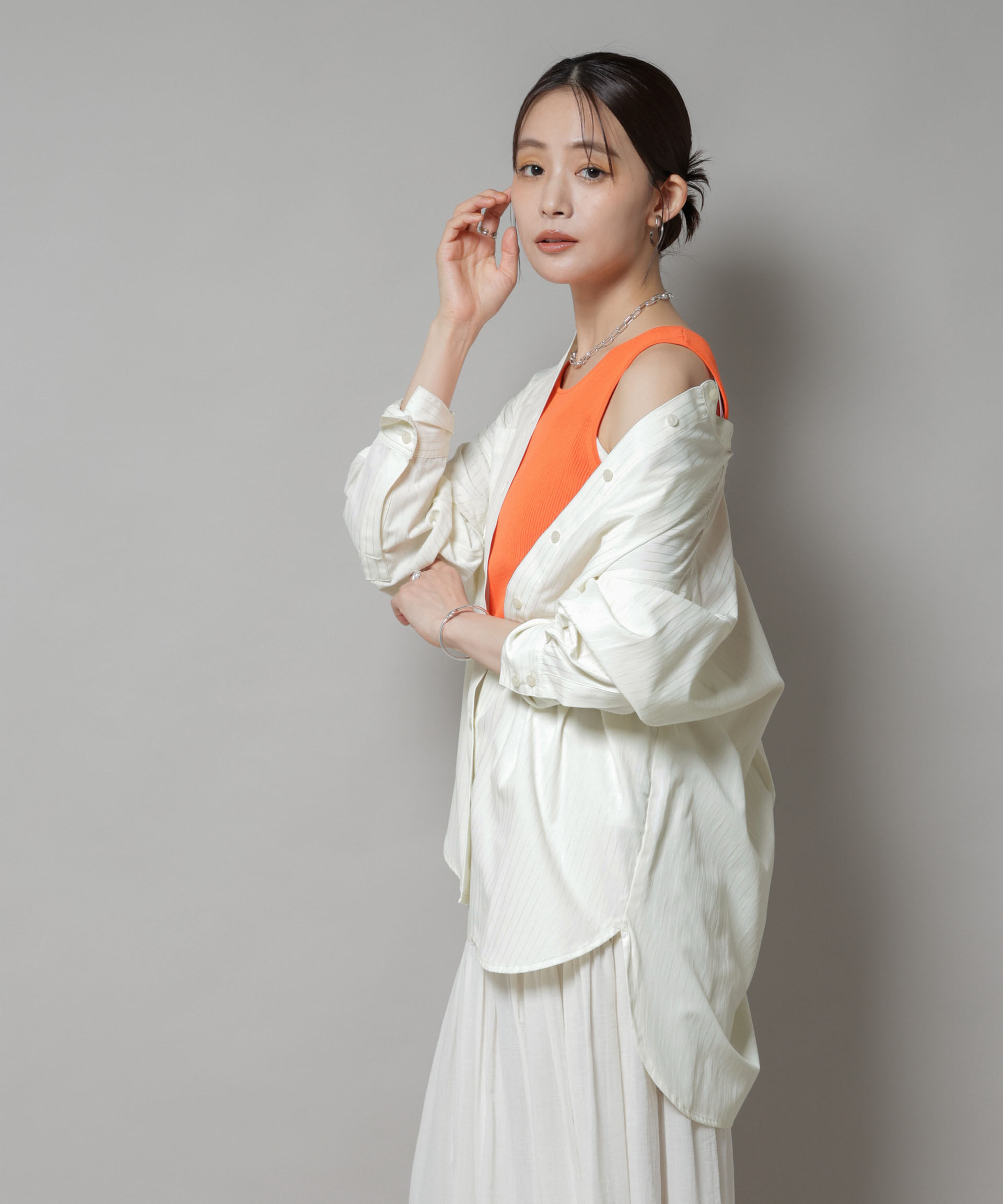 nano･universe「スタンドカラーストライプシャツ」|シャツ・ブラウス|