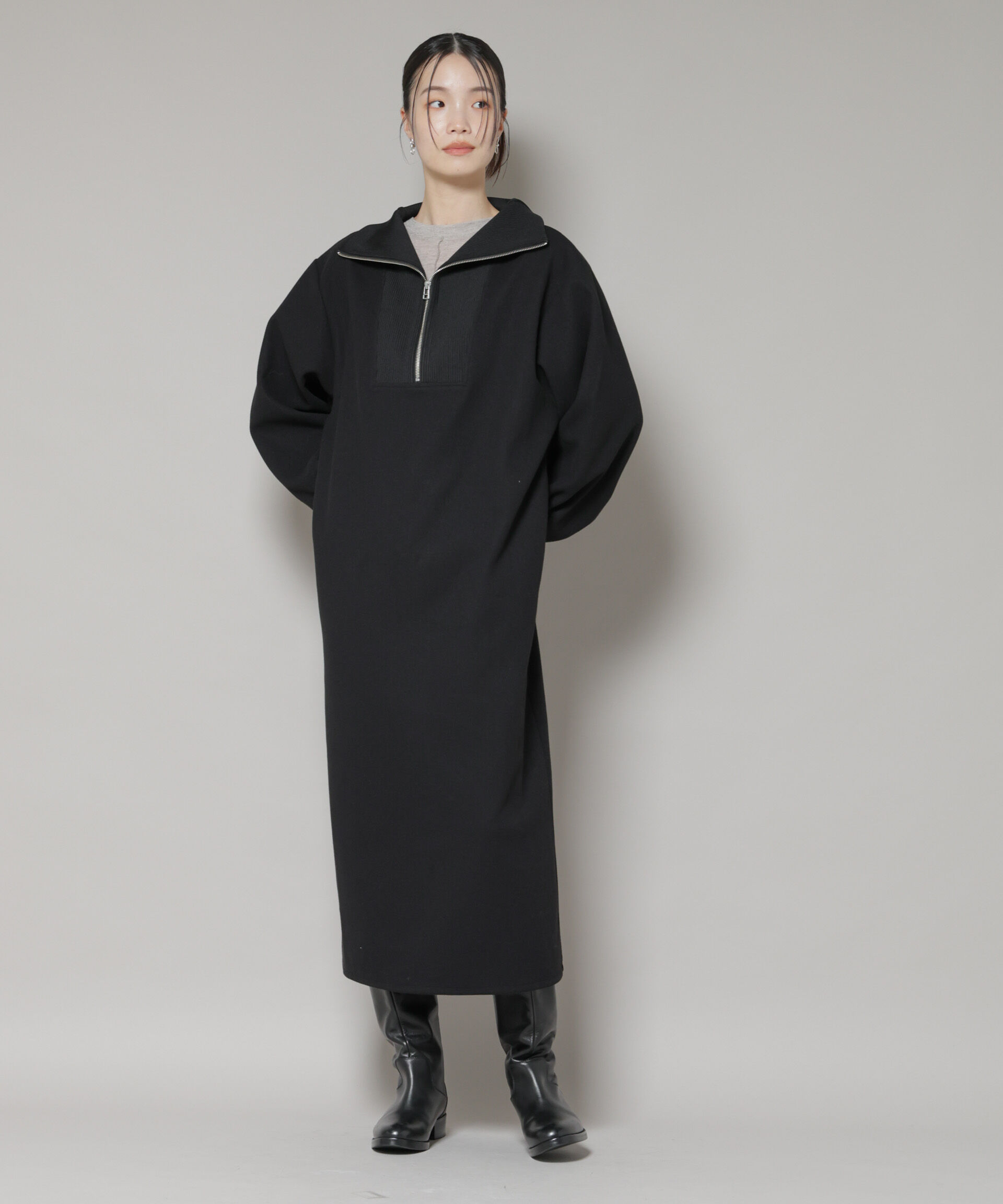 nano･universe「圧縮起毛ハーフジップワンピース」|ワンピース|