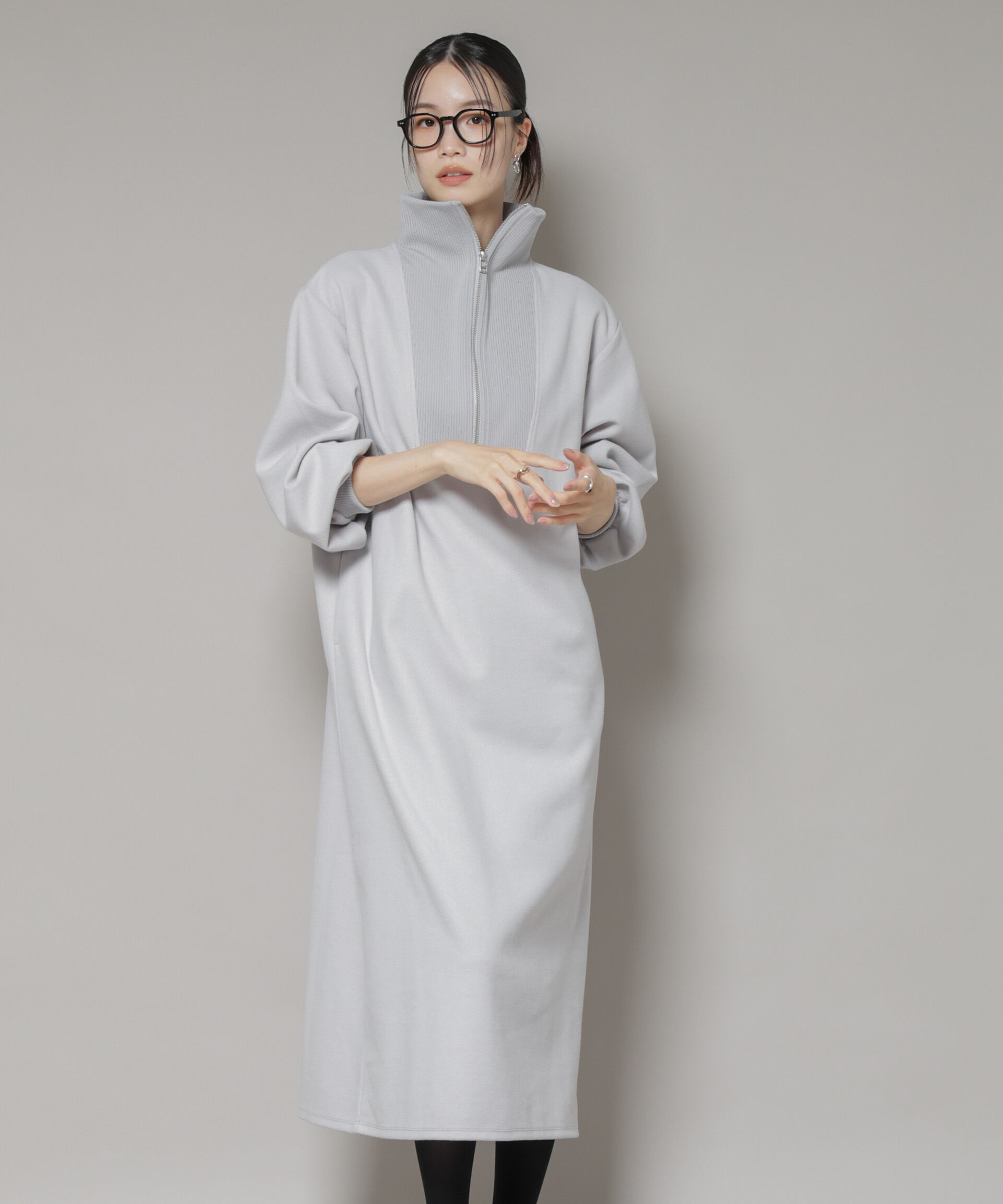 nano･universe「圧縮起毛ハーフジップワンピース」|ワンピース|