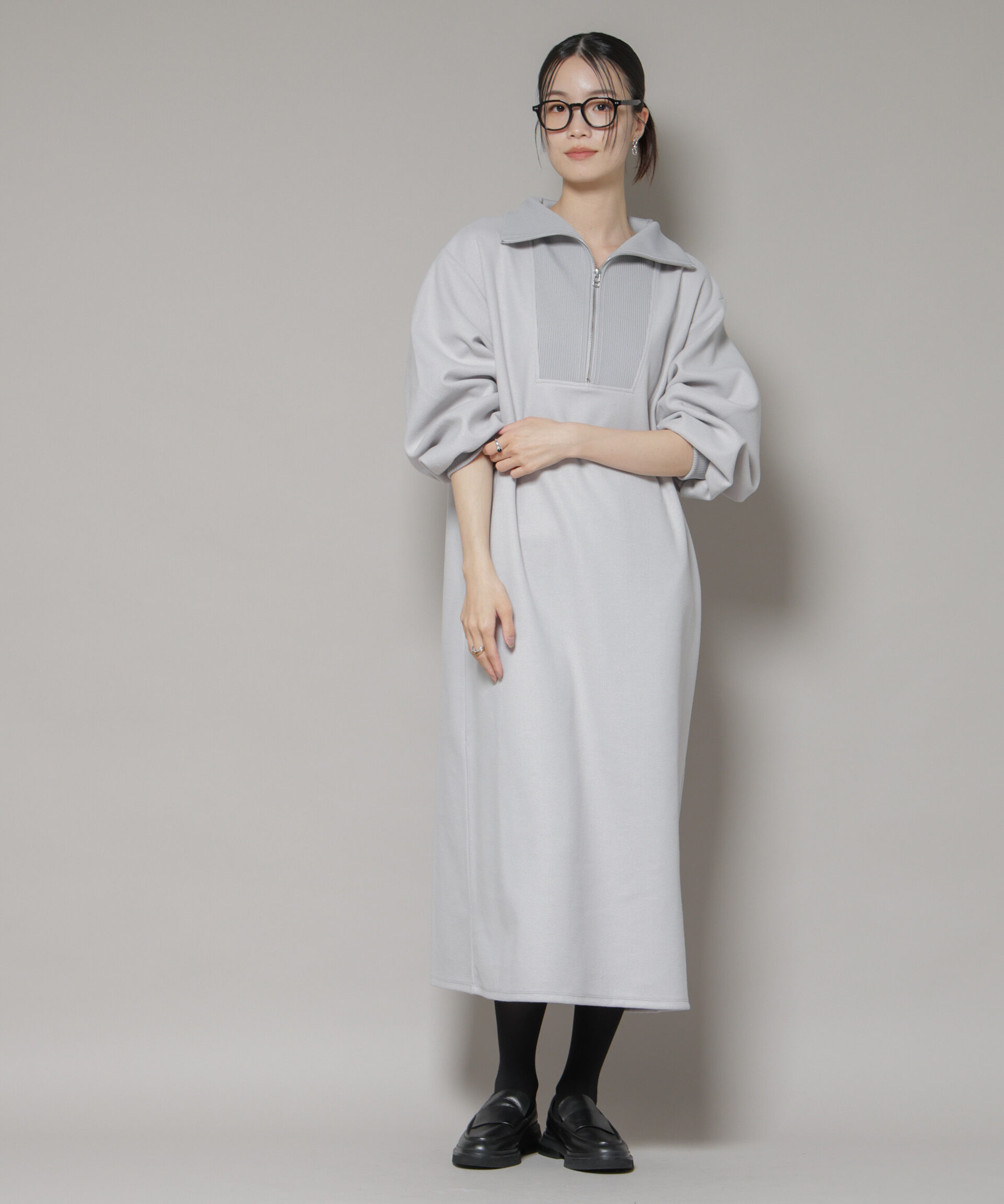 nano･universe「圧縮起毛ハーフジップワンピース」|ワンピース|