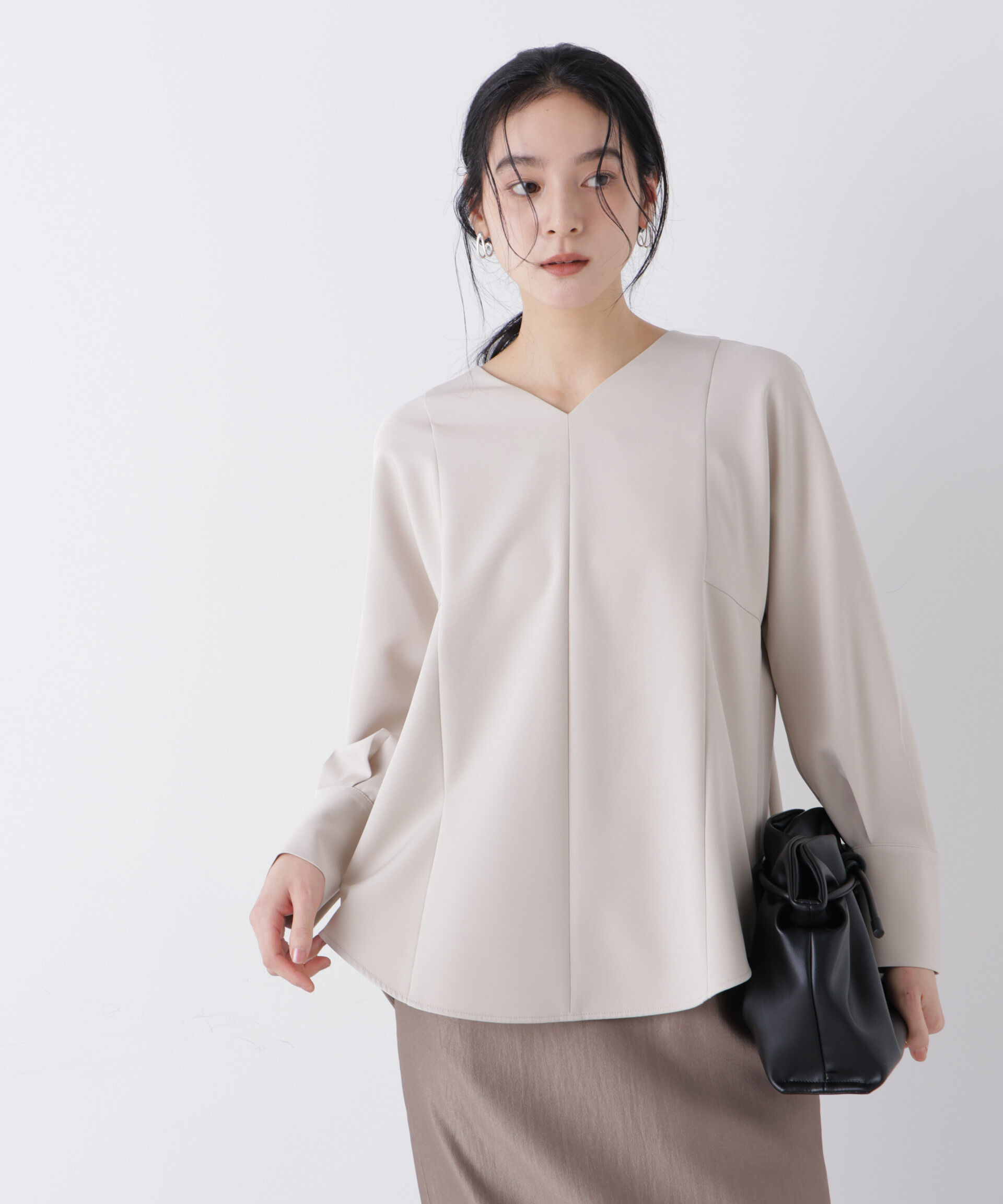 nano･universe「デイリーファンクション Vネックブラウス(セットアップ可)」|シャツ・ブラウス|