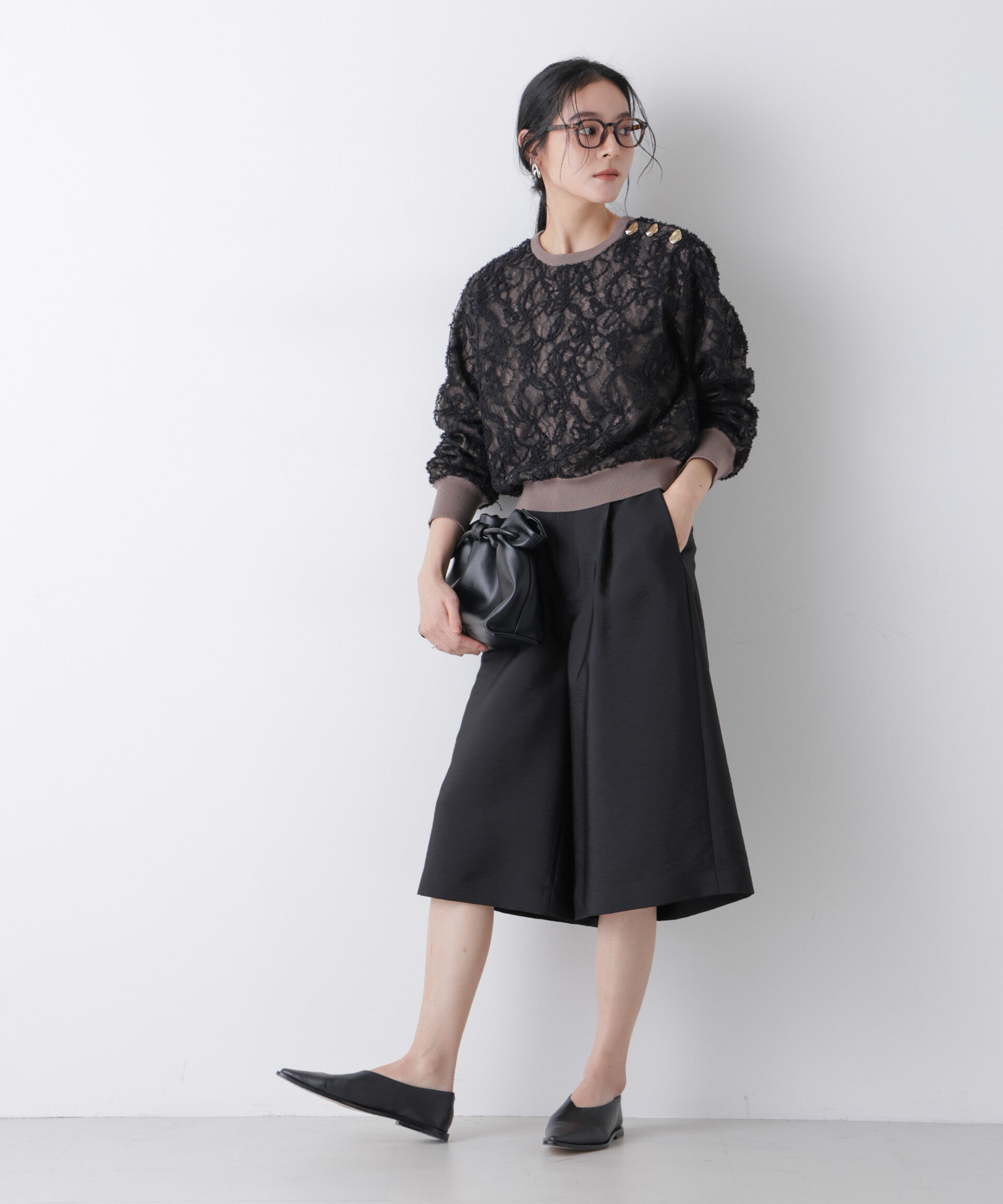 nano･universe「エアリーツイルボリュームキュロットパンツ」|チノ|