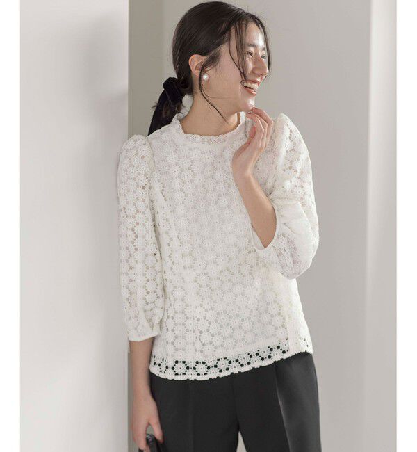 組曲「【WEB限定】フラワーレース ペプラムトップス」|Tシャツ・カットソー|