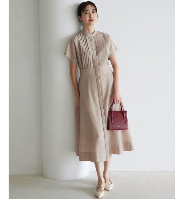 組曲「【洗える・ドライタッチ】シアーボイルフロントタック ワンピース」|ワンピース|ベージュ系