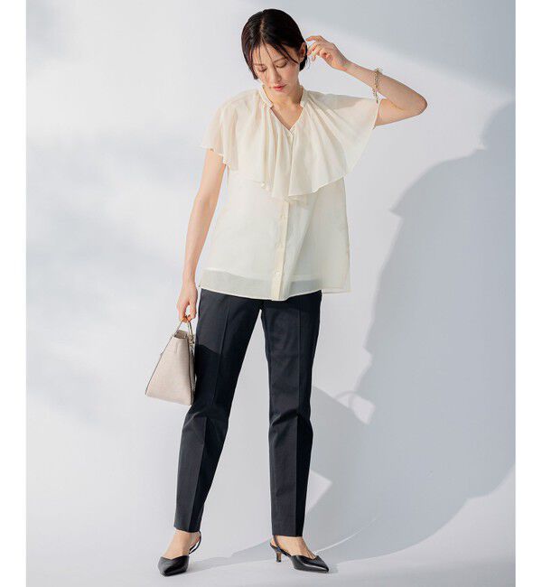 自由区「【洗える・XSサイズあり】キュプラコットンブロード ブラウス」|シャツ・ブラウス|