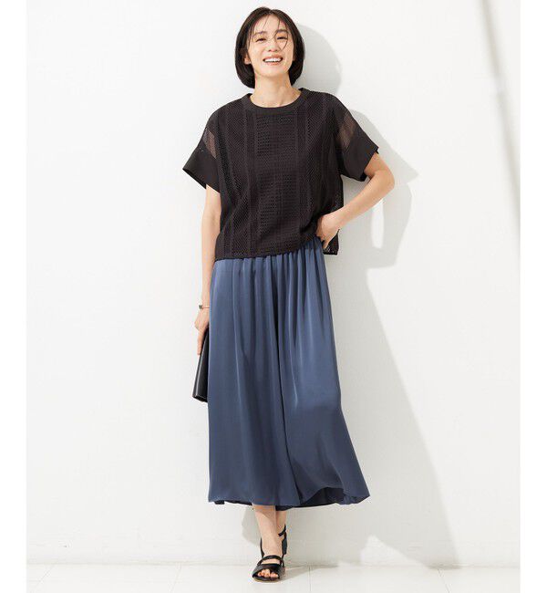 自由区「【洗える】レースエッジ Tシャツ&タンクトップセット トップス」|Tシャツ・カットソー|