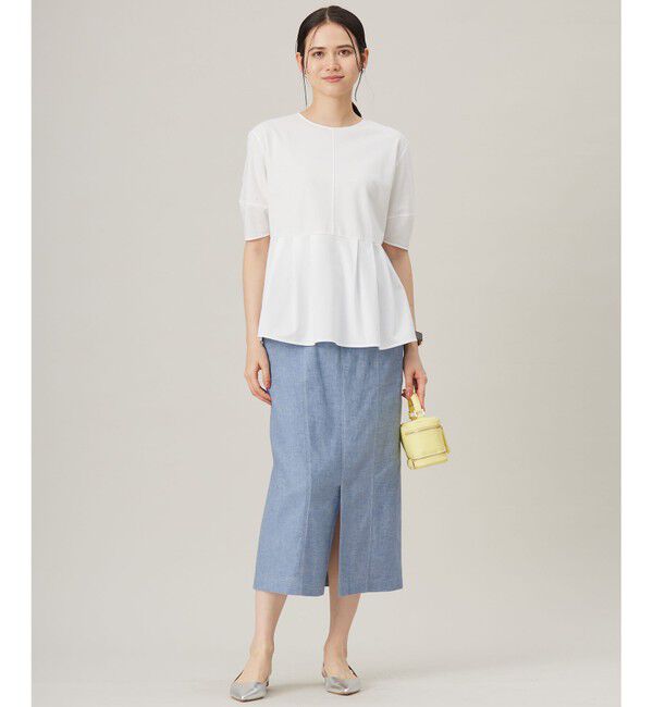 自由区「【接触冷感・UVカット・吸水速乾・抗菌防臭・洗える】ハイツイストポンチペプラム カットソー」|Tシャツ・カットソー|