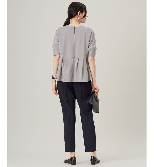 自由区「【接触冷感・UVカット・吸水速乾・抗菌防臭・洗える】ハイツイストポンチペプラム カットソー」|Tシャツ・カットソー|