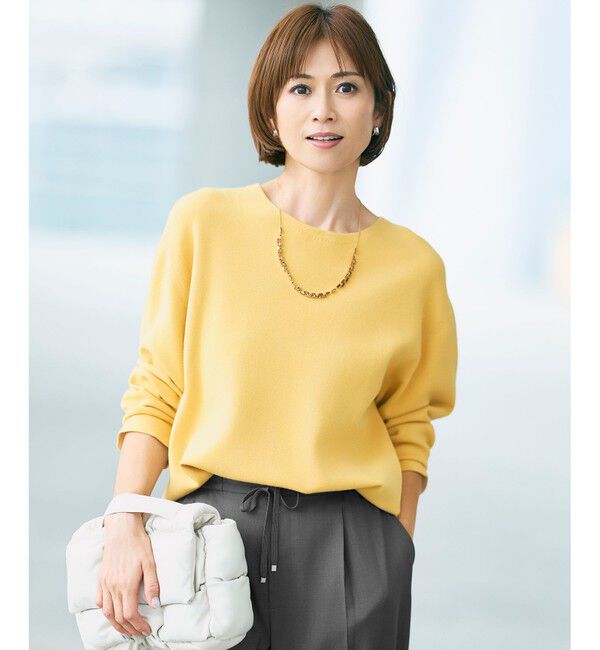 自由区「【カタログ掲載】レーヨンストレッチベーシックシルエット ニット」|ニット・セーター|イエロー