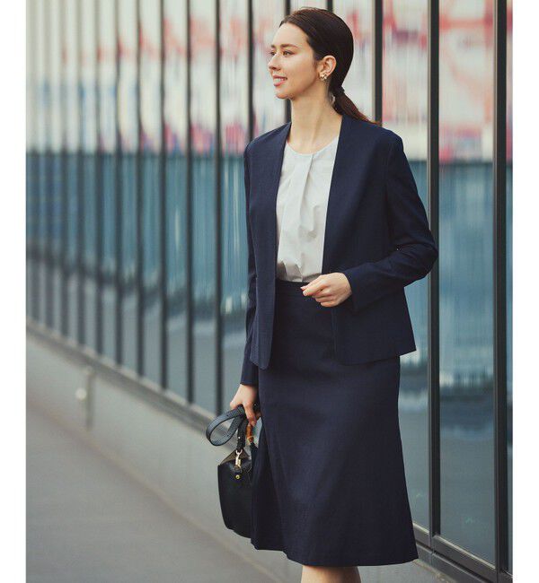 23区「【セットアップ対応/洗える】アイアスマットストレッチ ノーカラー ジャケット」|ノーカラージャケット|