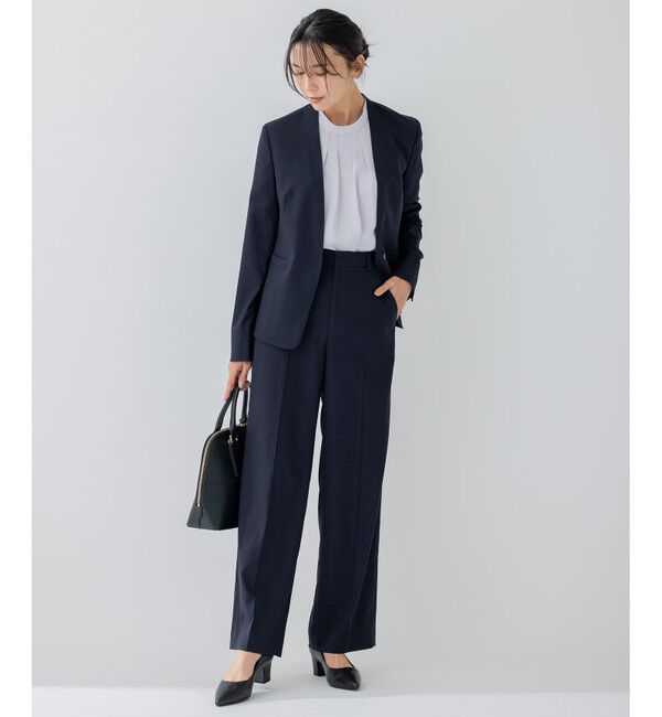 23区「【セットアップ対応/洗える】アイアスマットストレッチ ノーカラー ジャケット」|ノーカラージャケット|