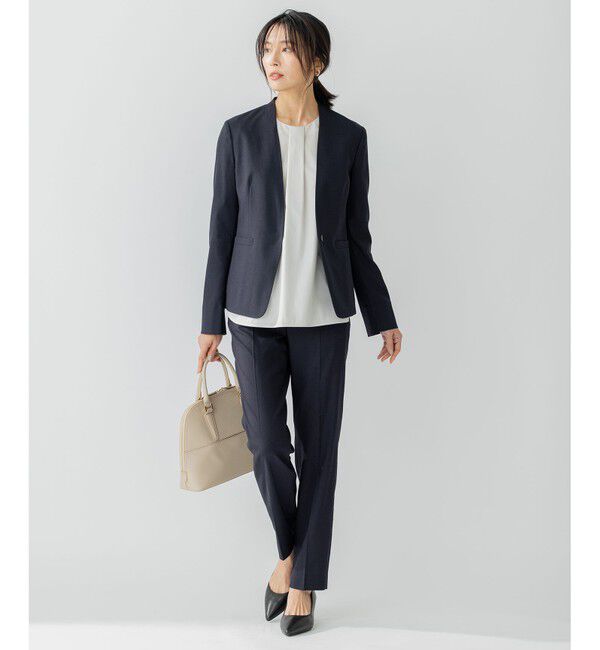 23区「【セットアップ対応/洗える】アイアスマットストレッチ ノーカラー ジャケット」|ノーカラージャケット|