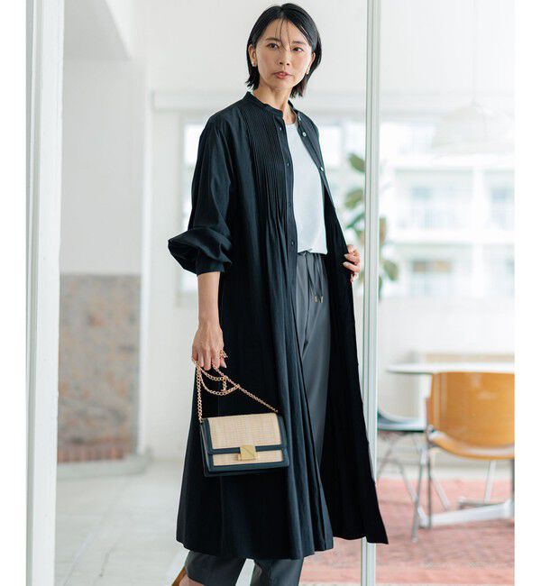 23区「【新色追加/洗える】ヴィンテージライトタフタ ブザム ワンピース」|ワンピース|ブラック系
