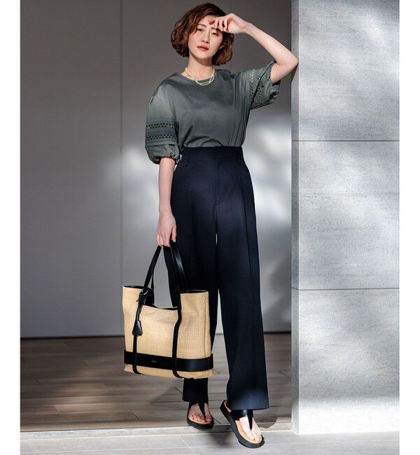 23区「【洗える】アイレットジャージー パフスリーブ カットソー」|Tシャツ・カットソー|